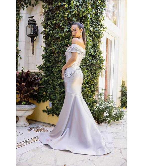 Terani Couture 3D Flower Beaded Off The Shoulder Dress Product Image