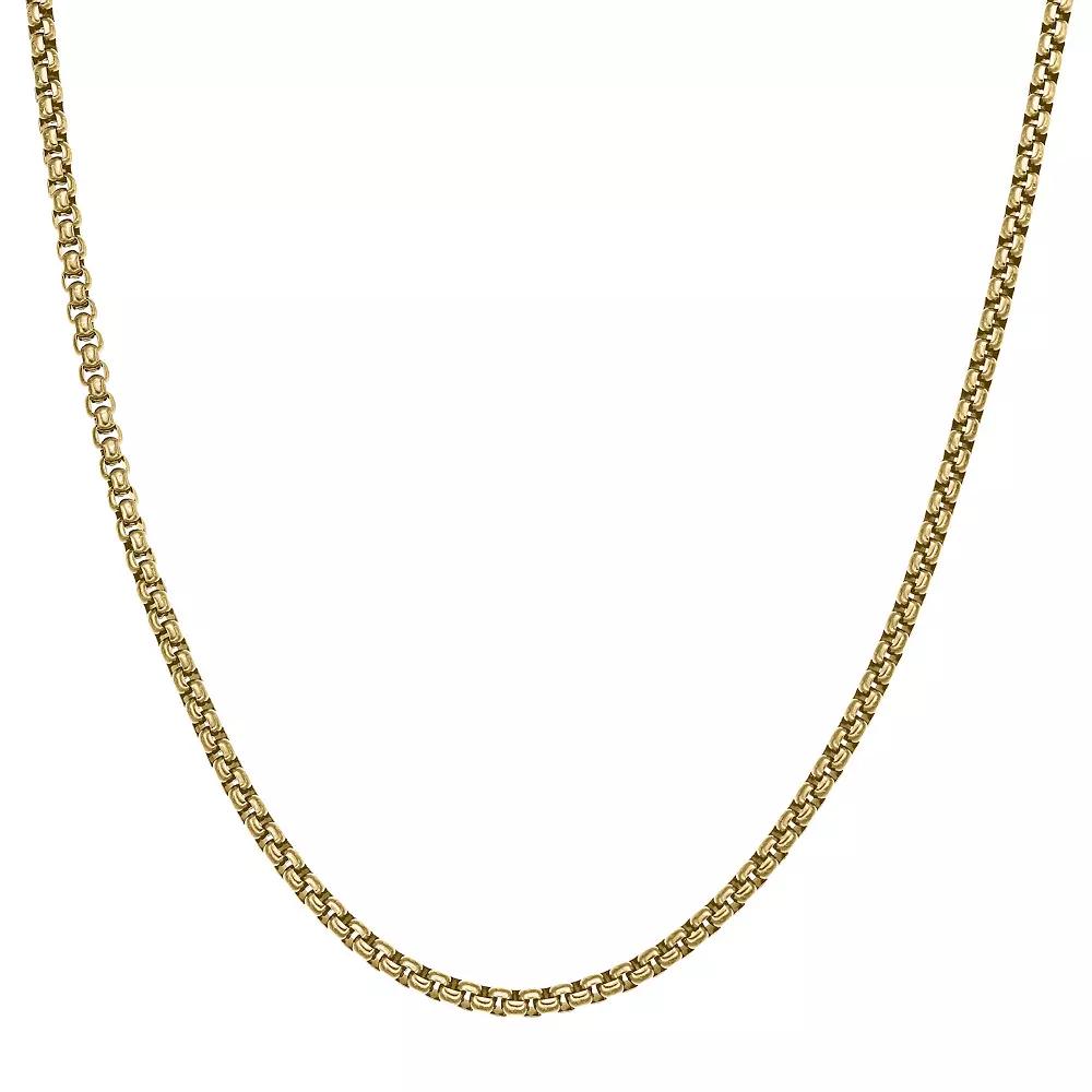 Mens LYNX Stainless Steel Round Box Chain Necklace Gold Tone Product Image