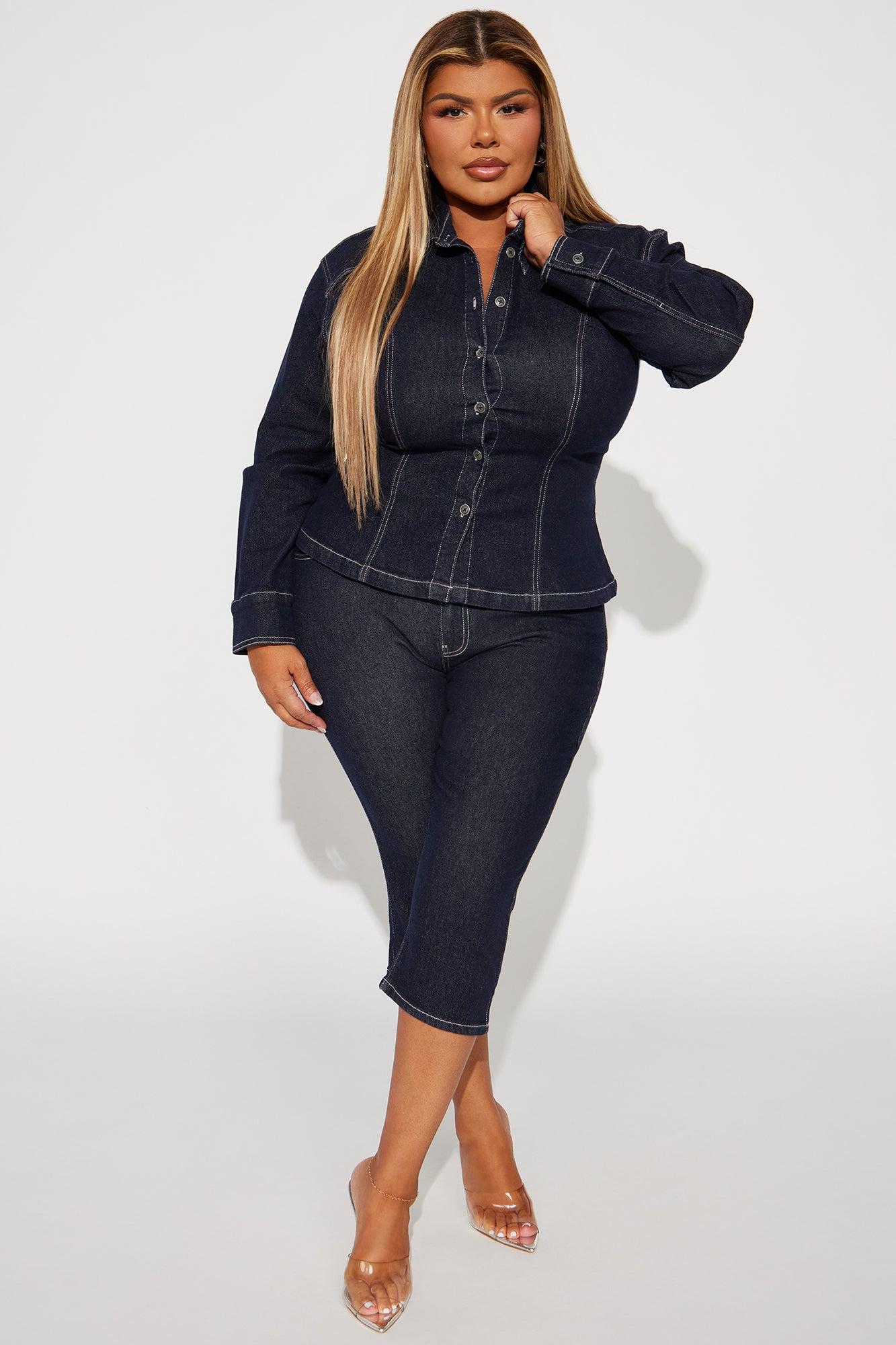 Yara Denim Capri Pant Set - Dark Wash Product Image