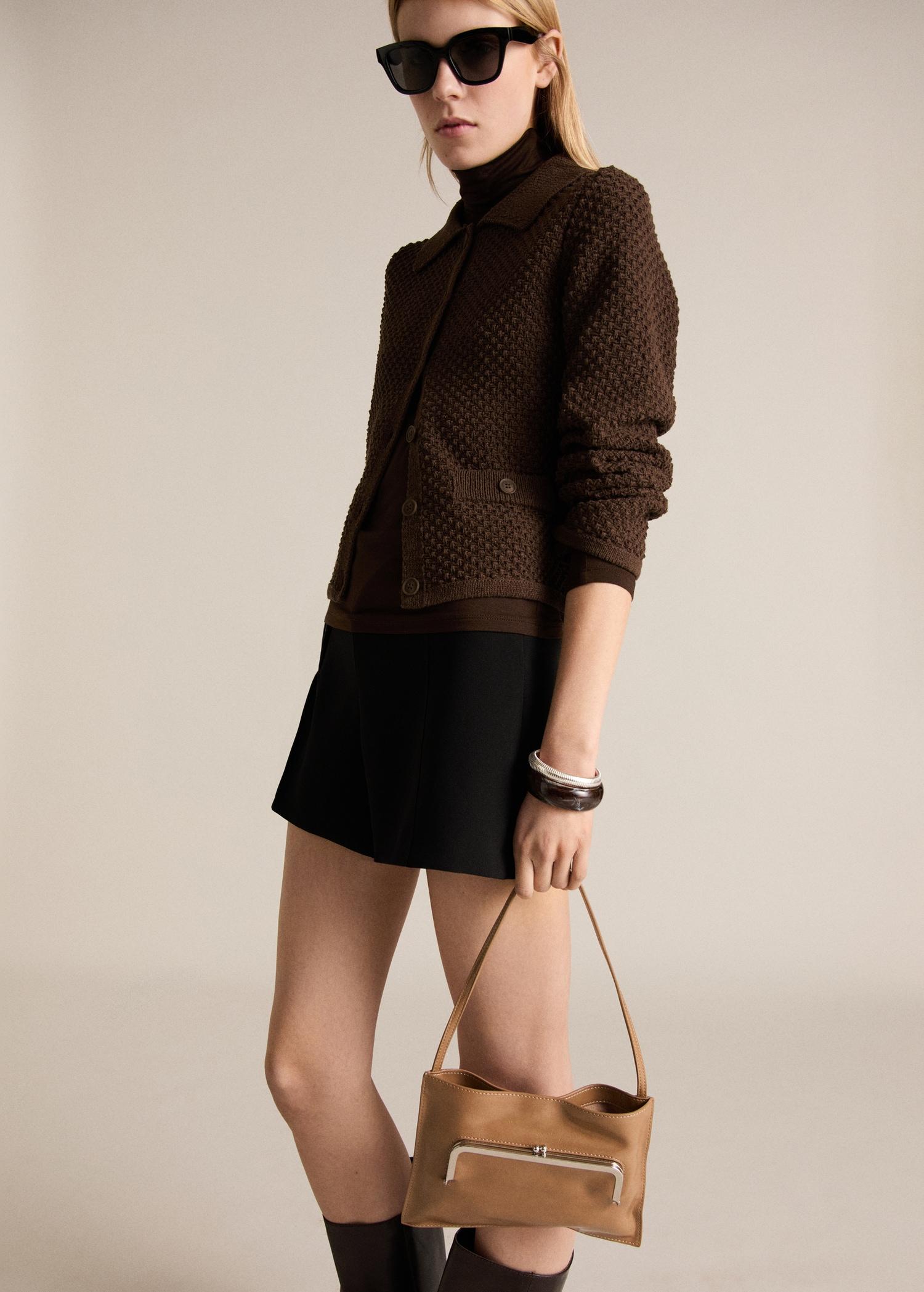 Polo-neck knitted jacket - Women | MANGO USA Product Image