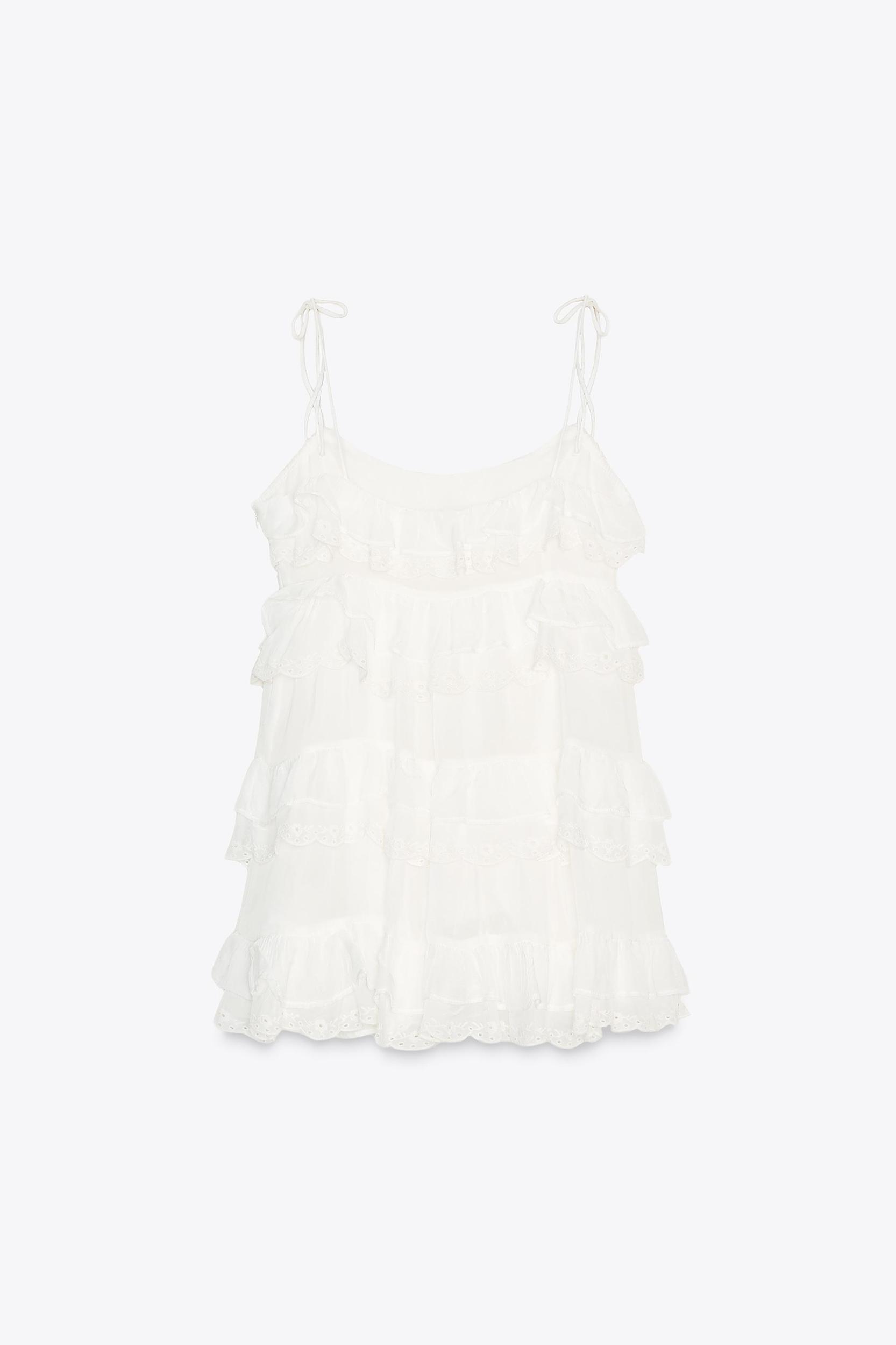 RUFFLED EMBROIDERED SHORT DRESS Product Image