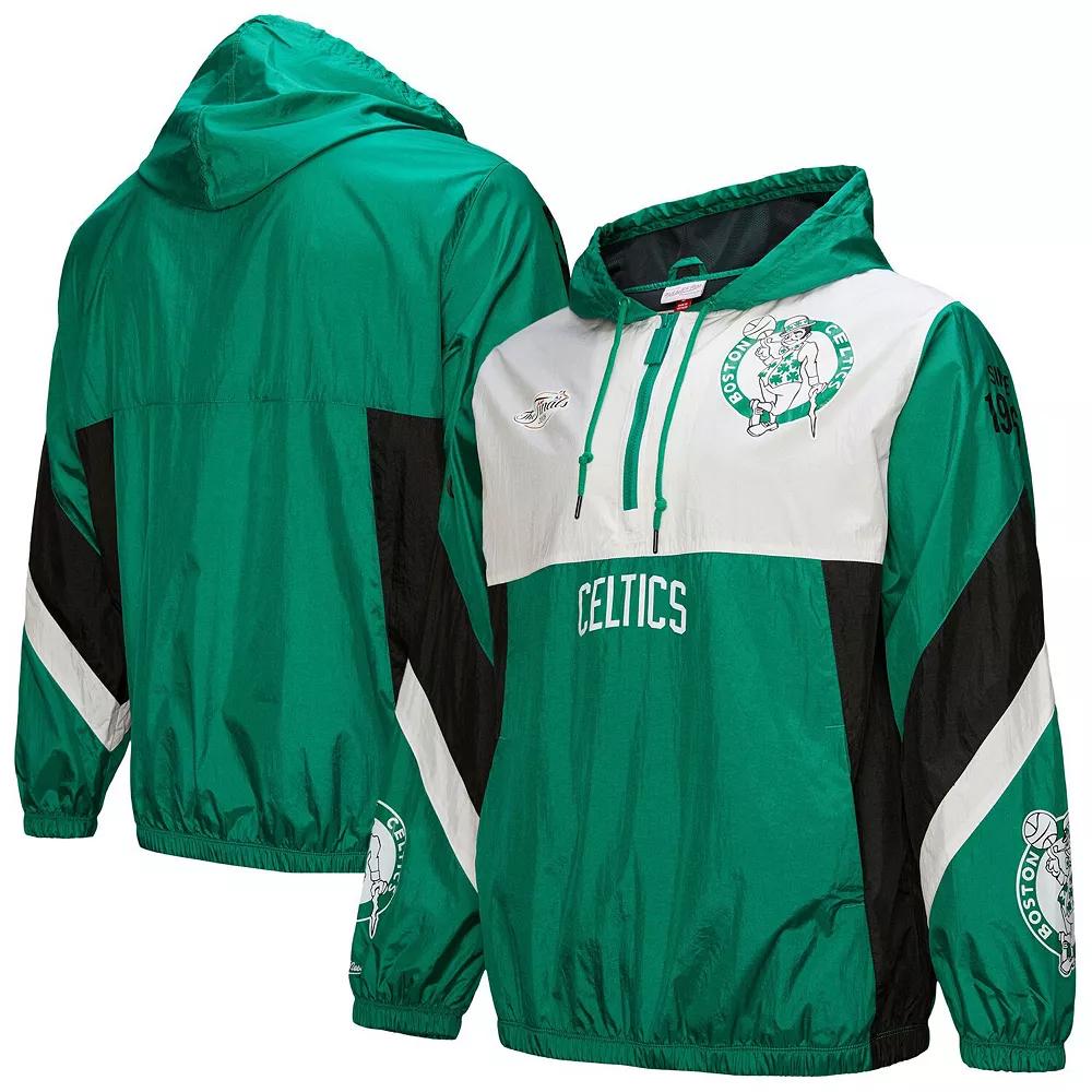 Men's Mitchell & Ness Kelly Green Boston Celtics Hardwood Classics Team Origins Anorak Quarter-Zip Windbreaker Jacket, Size: Large Product Image
