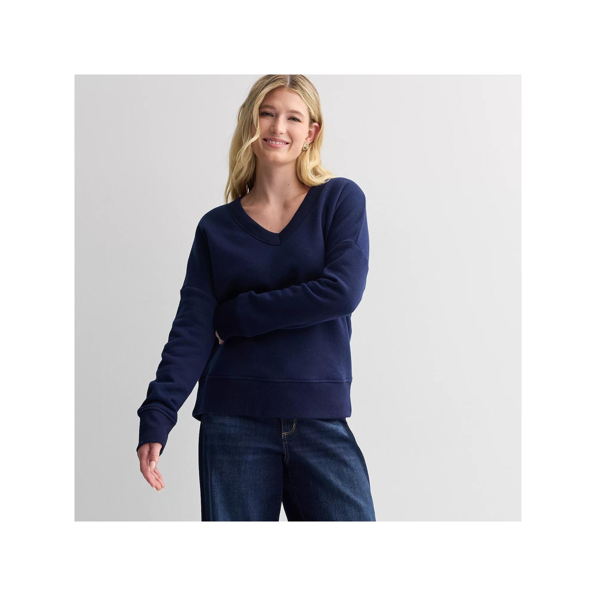 Women's Sonoma Goods For Life® Relaxed Fleece V-Neck Sweatshirt,  Product Image