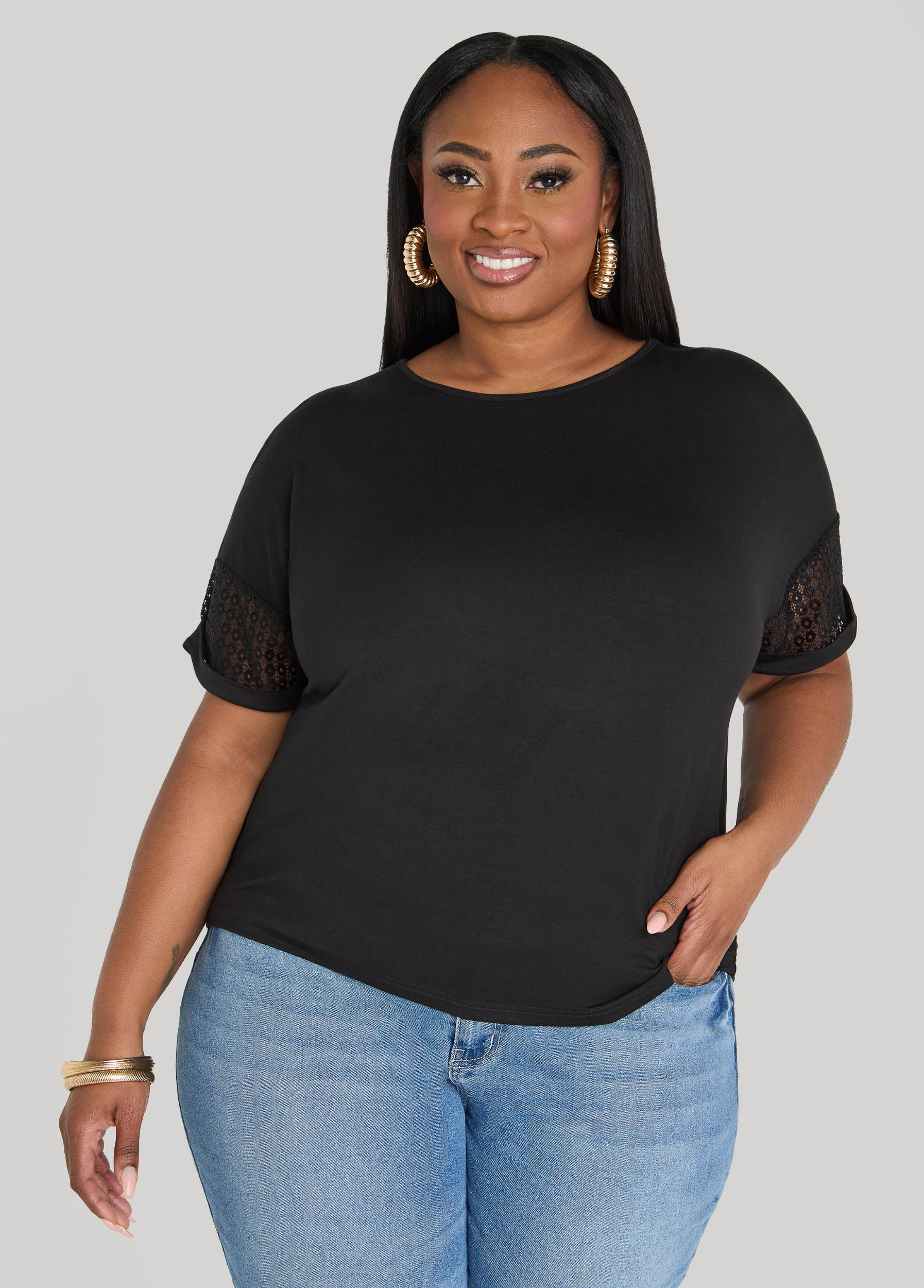 Crochet Paneled T Shirt Product Image