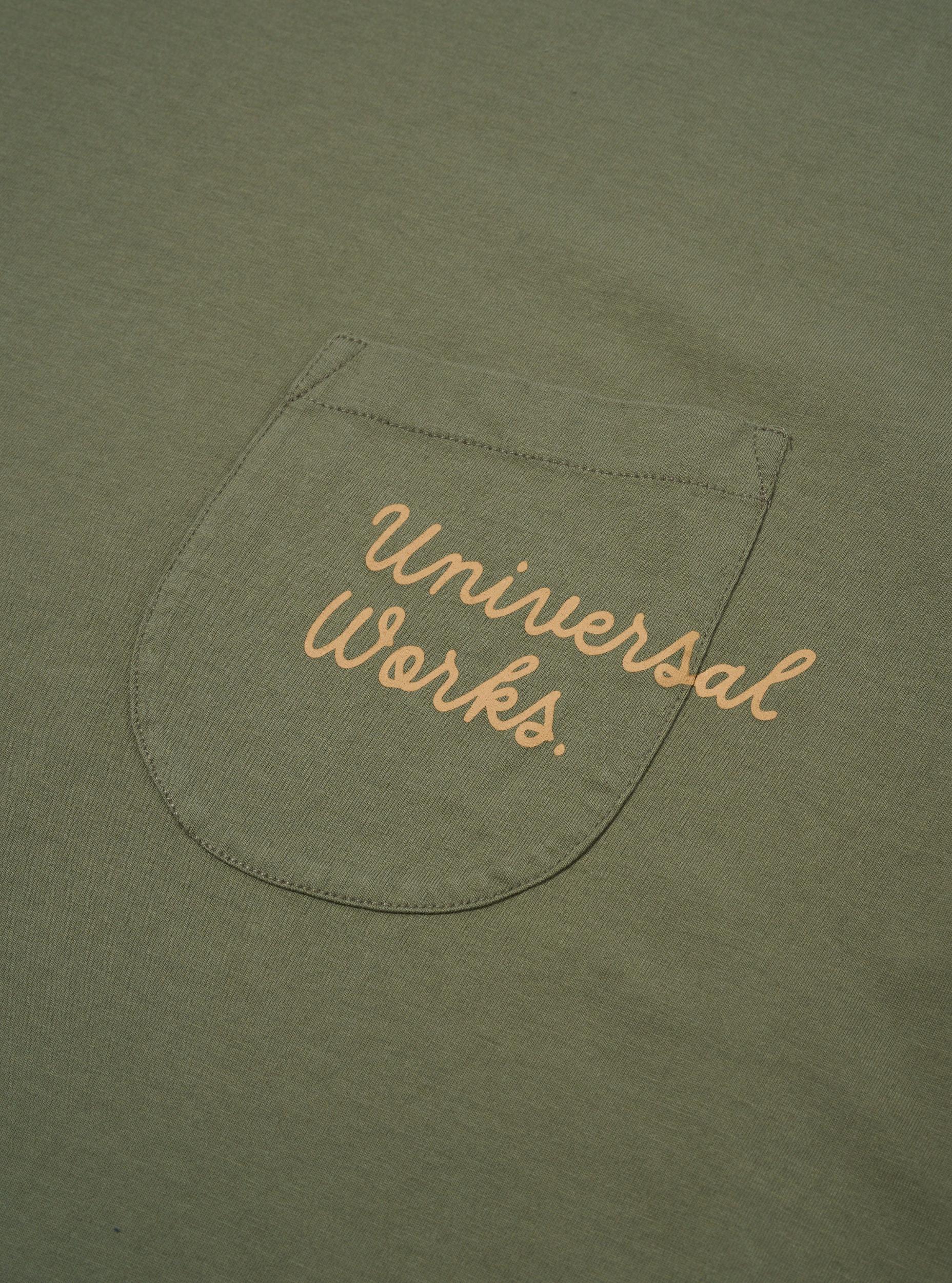 Universal Works Print Pocket Tee in Olive Organic Jersey Product Image