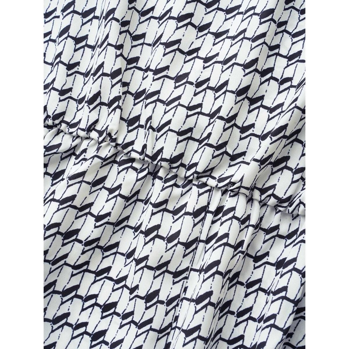 Plus Size Ivory Geometric Wrap Flutter Cap Sleeve Blouse Women At the Office Cap Sleeve V-neck Work Blouses BloomChic 22-24/3X Product Image