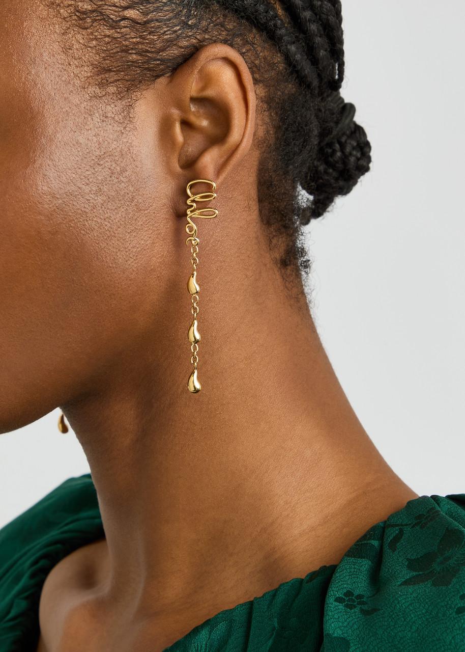 CHLOÉ Iconic Signature Dangling Earrings In Gold Product Image