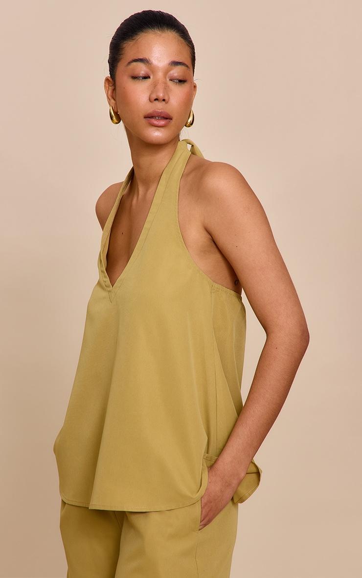  Sand Tailored Halter Frill Detail Top Product Image