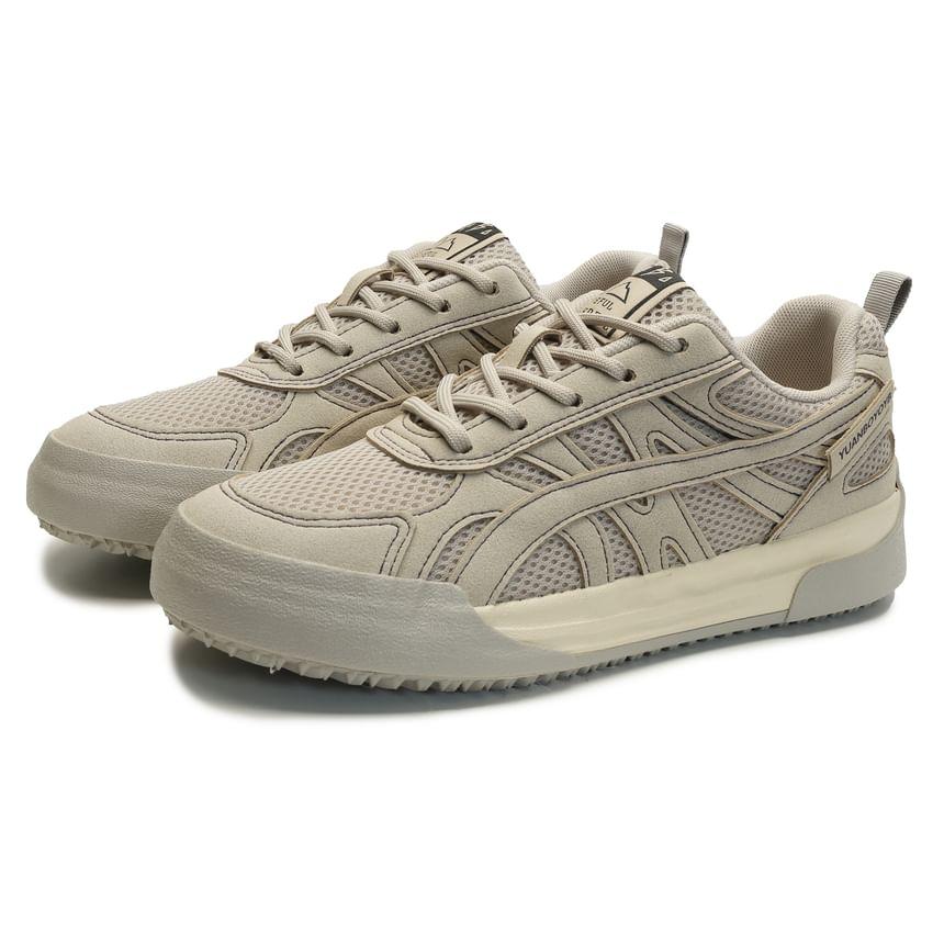 Mesh Panel Lace-Up Sneakers Product Image