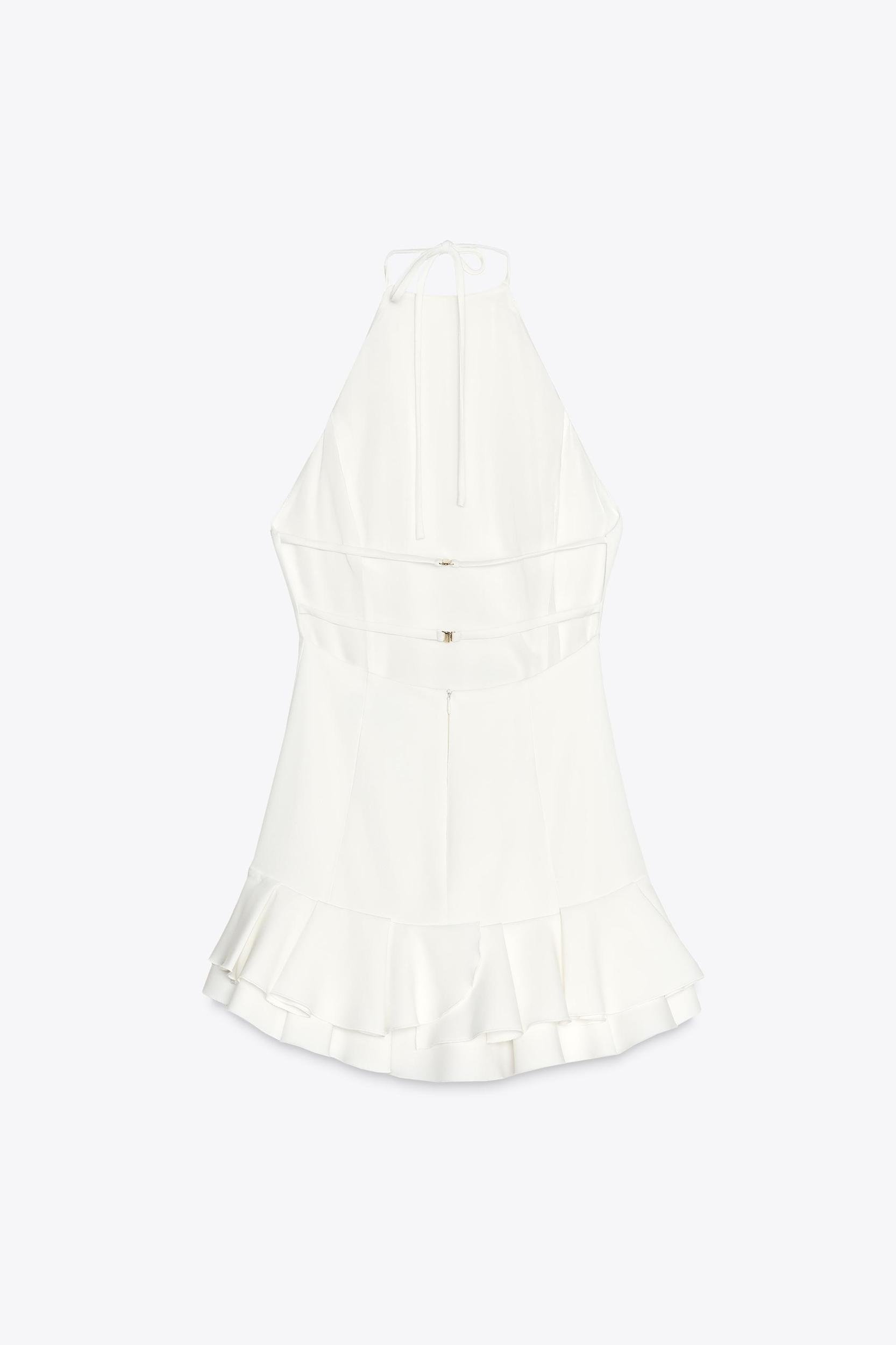 RUFFLED HALTER MINI DRESS Product Image