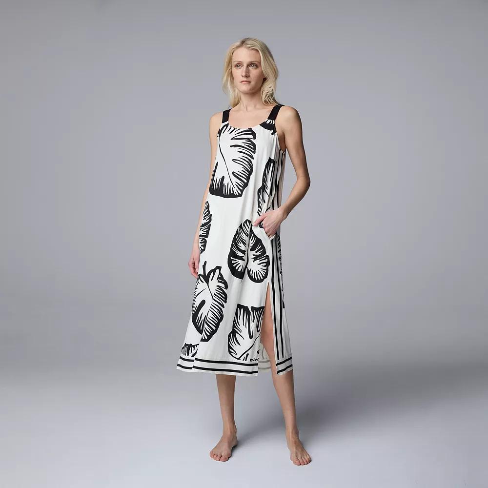 Women's Simply Vera Vera Wang Cozy Maxi Sleep Chemise, Size: XS, Ivory Tropical Product Image