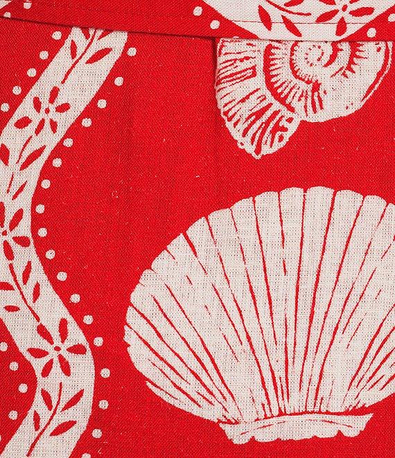 SAIL to SABLE Sea Stripe Print Mandarin Collar Short Puff Sleeve Belted Shirt Dress Product Image