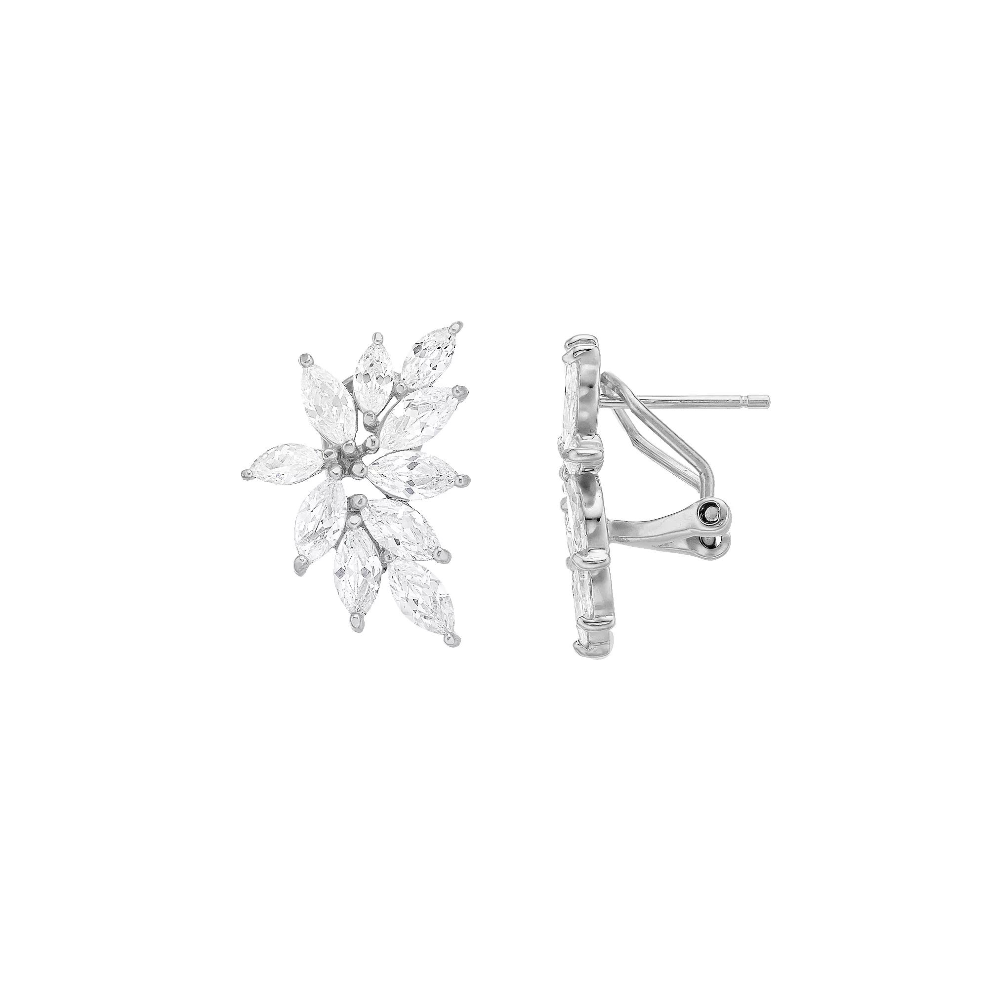 Rosabella Sterling Silver Cubic Zirconia Starburst Earrings, Women's Product Image