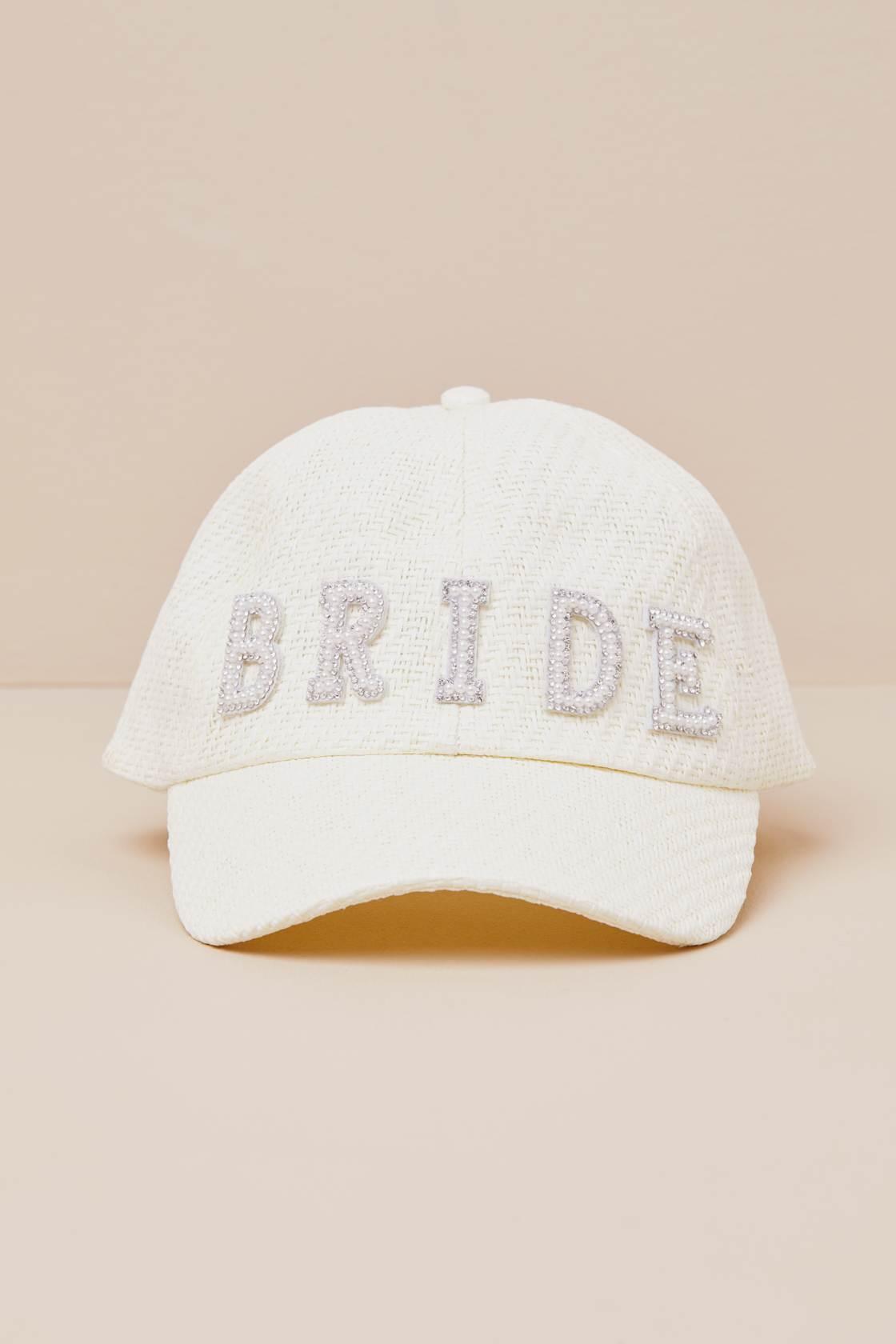 Talitha Ivory Woven Pearl Bride Baseball Hat Product Image