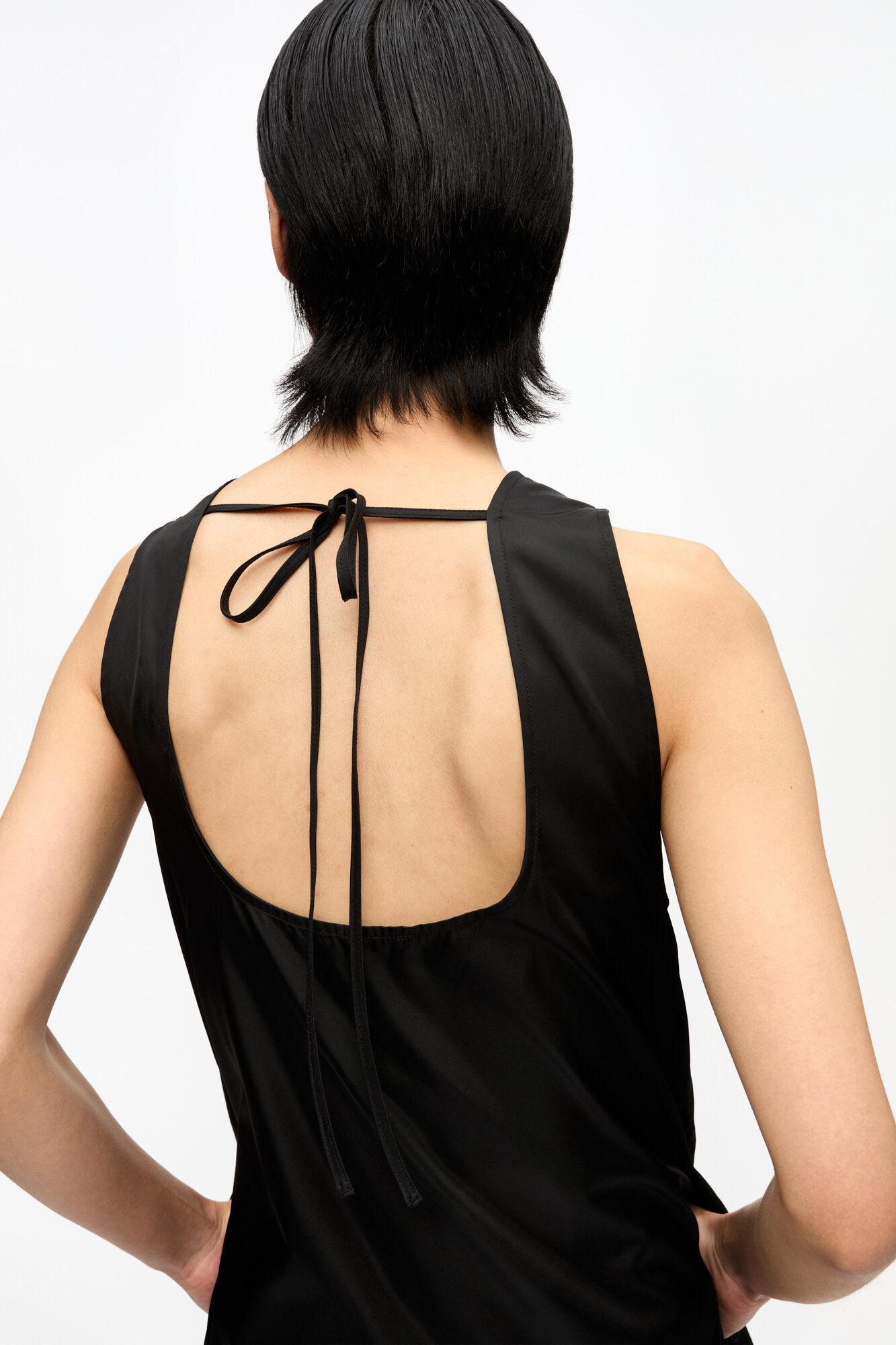 Black Duchesse Nylon Midi Dress Product Image