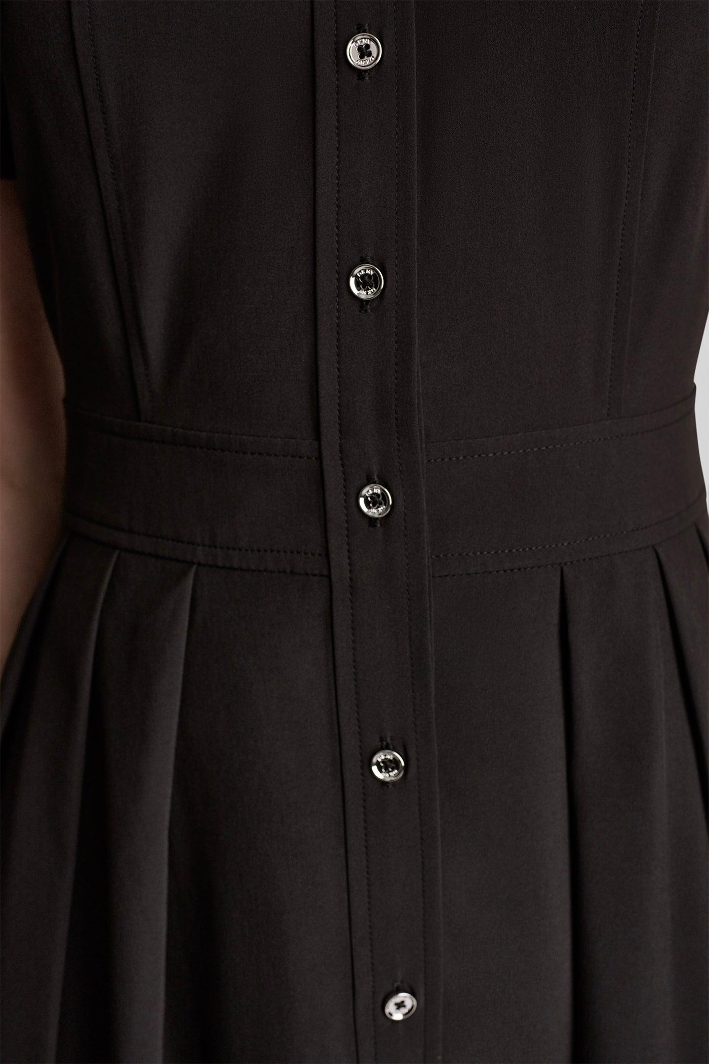PUFF SLEEVE PLEATED MIDI SHIRT DRESS Product Image