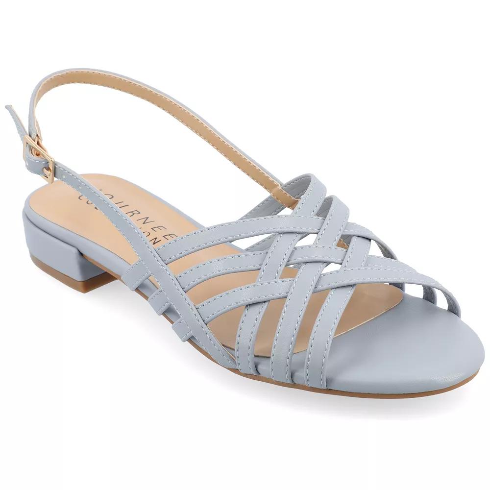Journee Cassandra Women's Faux Leather Woven Sandals,  Product Image