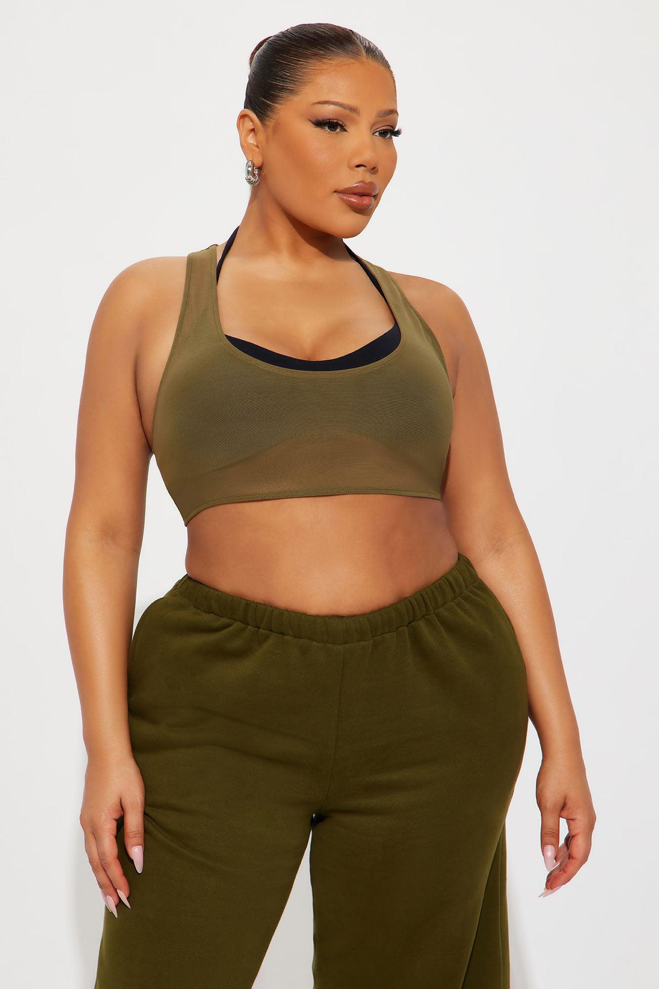 Power Mesh Racerback Bra Top - Military Green Female Product Image