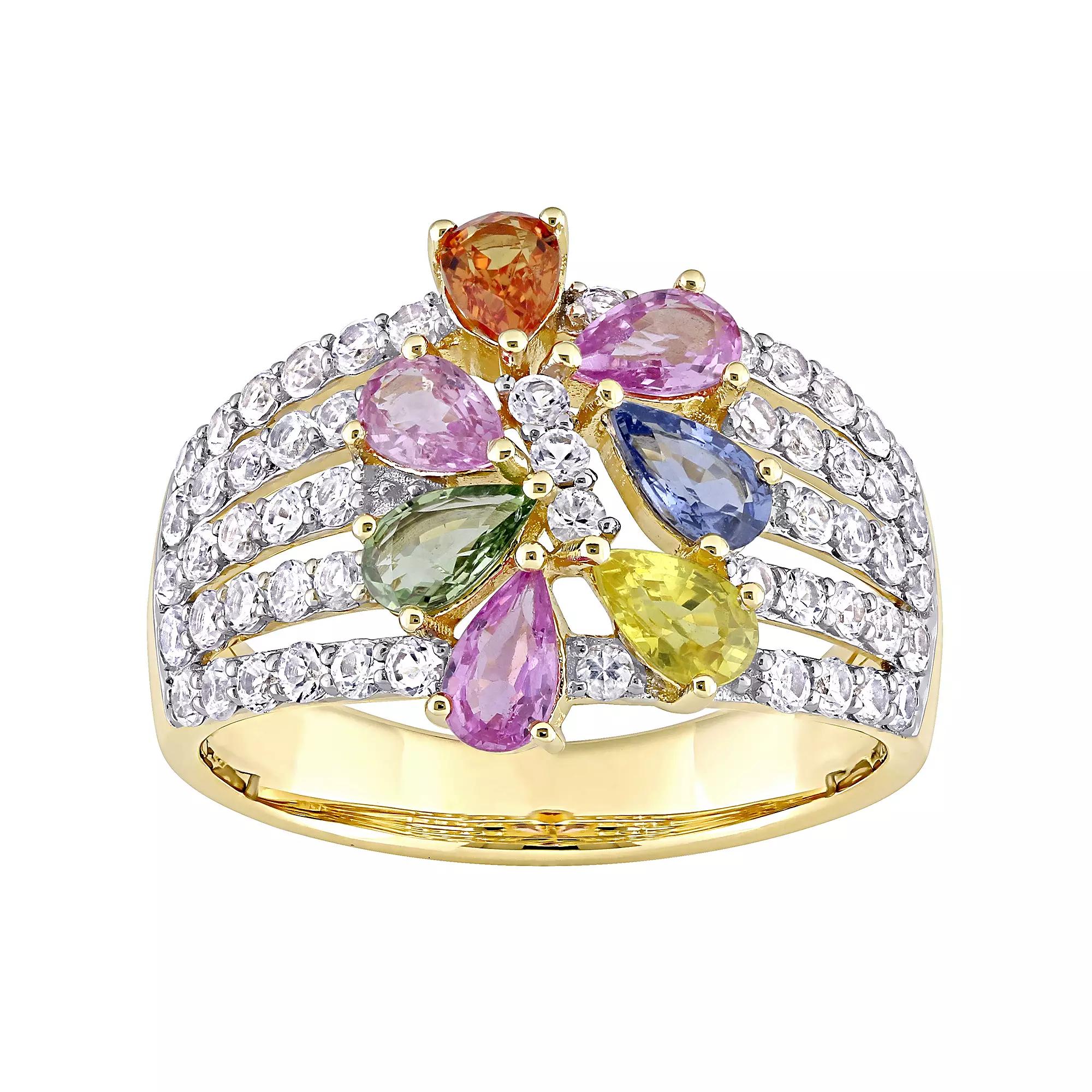 Stella Grace 14k Gold Multicolor Sapphire Cluster Floral Ring, Women's, Size: 5 Product Image