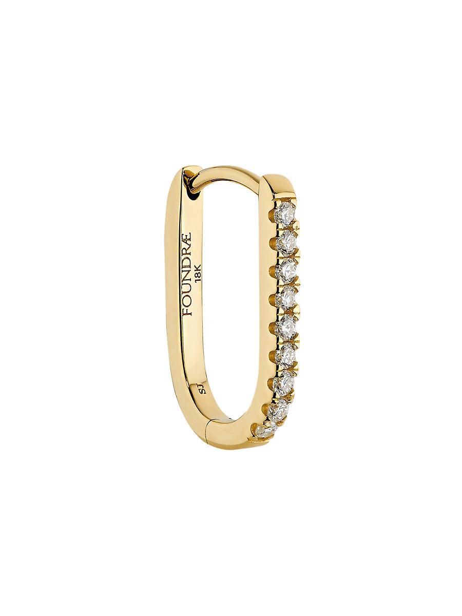 Womens 18K Yellow Gold & 0.08 TCW Diamond Petite Fob Link Earring Product Image