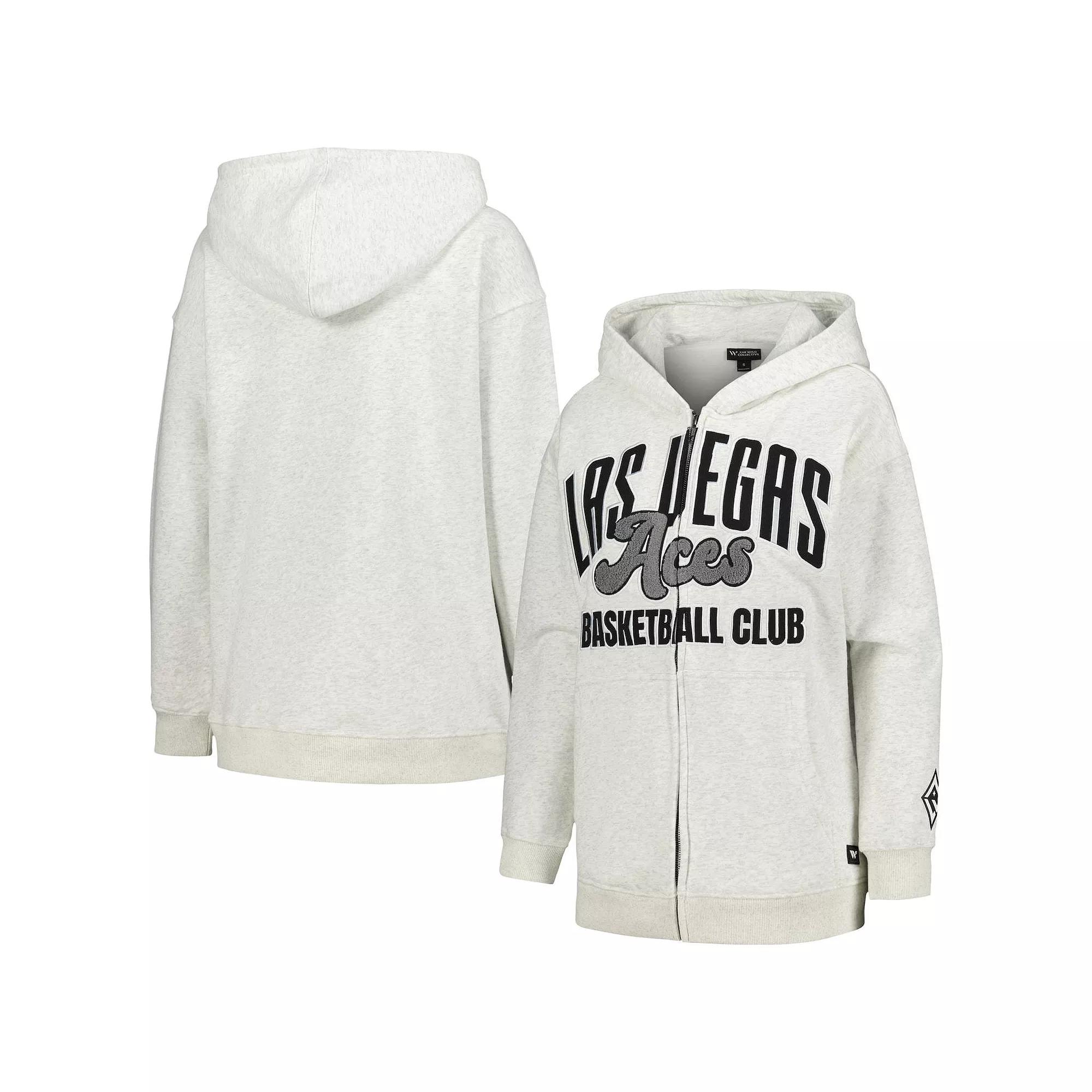 Women's The Wild Collective Heather Gray Las Vegas Aces Washed Full-Zip Hoodie, Size: Small, Wnb Grey Product Image