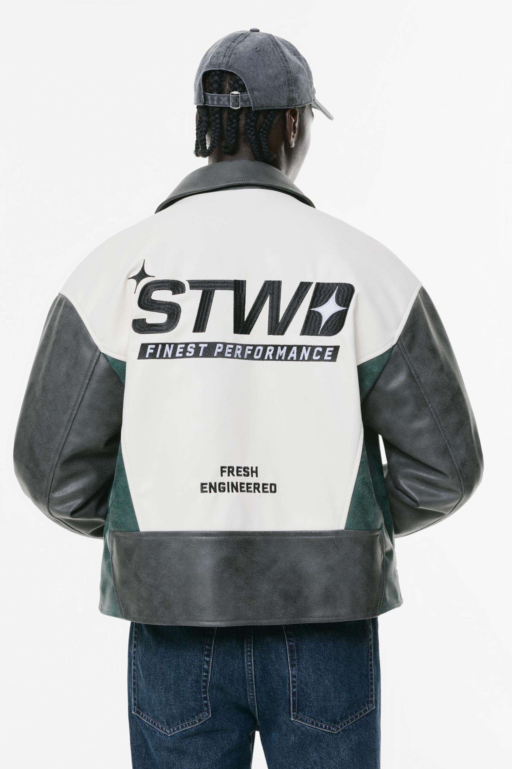 Boxy fit STWD faux leather jacket Product Image