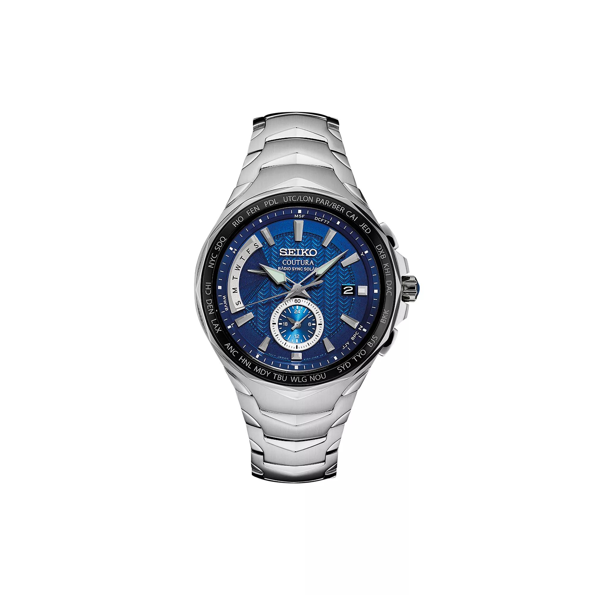 Seiko Mens Coutura Stainless Steel Radio Sync Solar Watch - SSG019 Silver Tone Product Image
