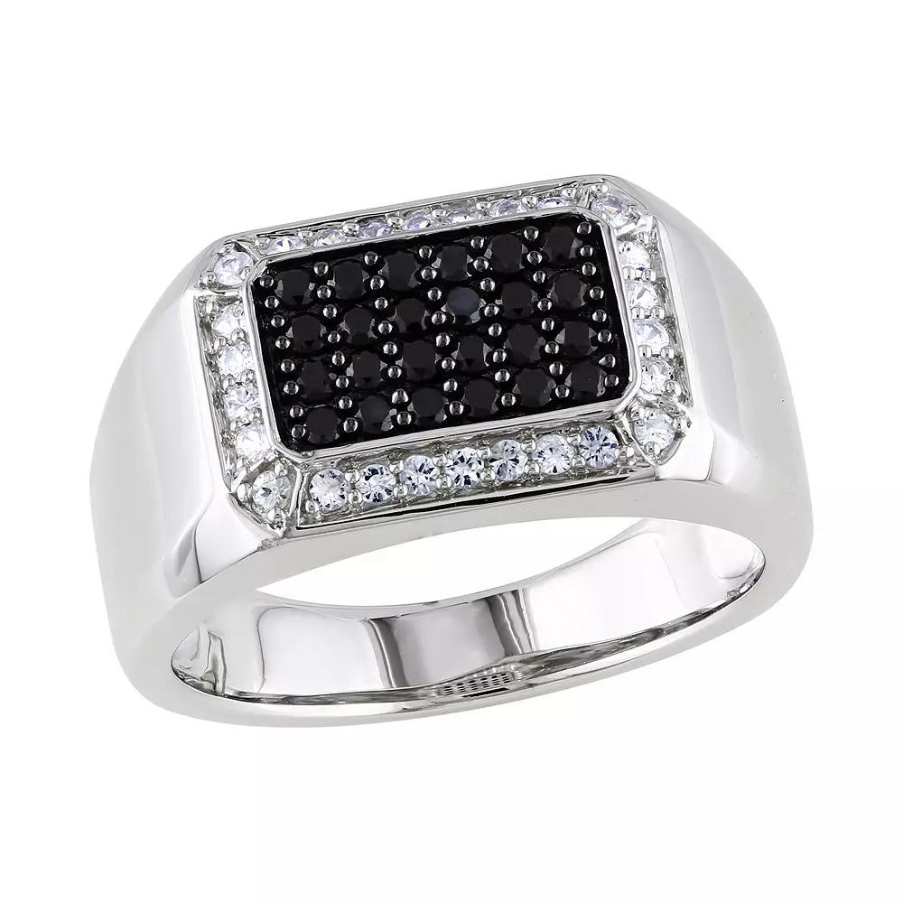 Men's Stella Grace Sterling Silver Black Spinel & White Sapphire Ring, Size: 12.50 Product Image
