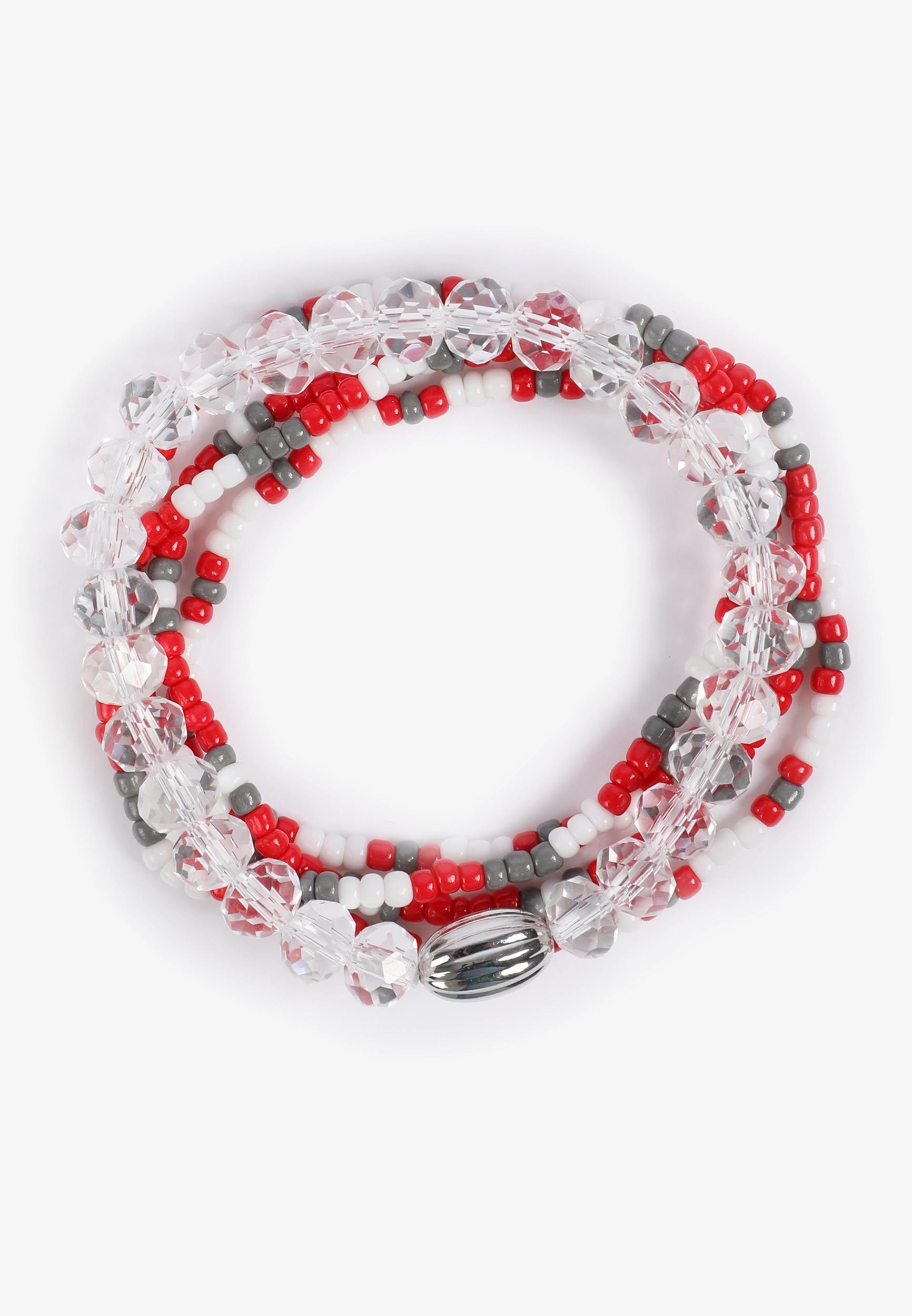 Game Day Red And White Stretch Bracelet Set Product Image