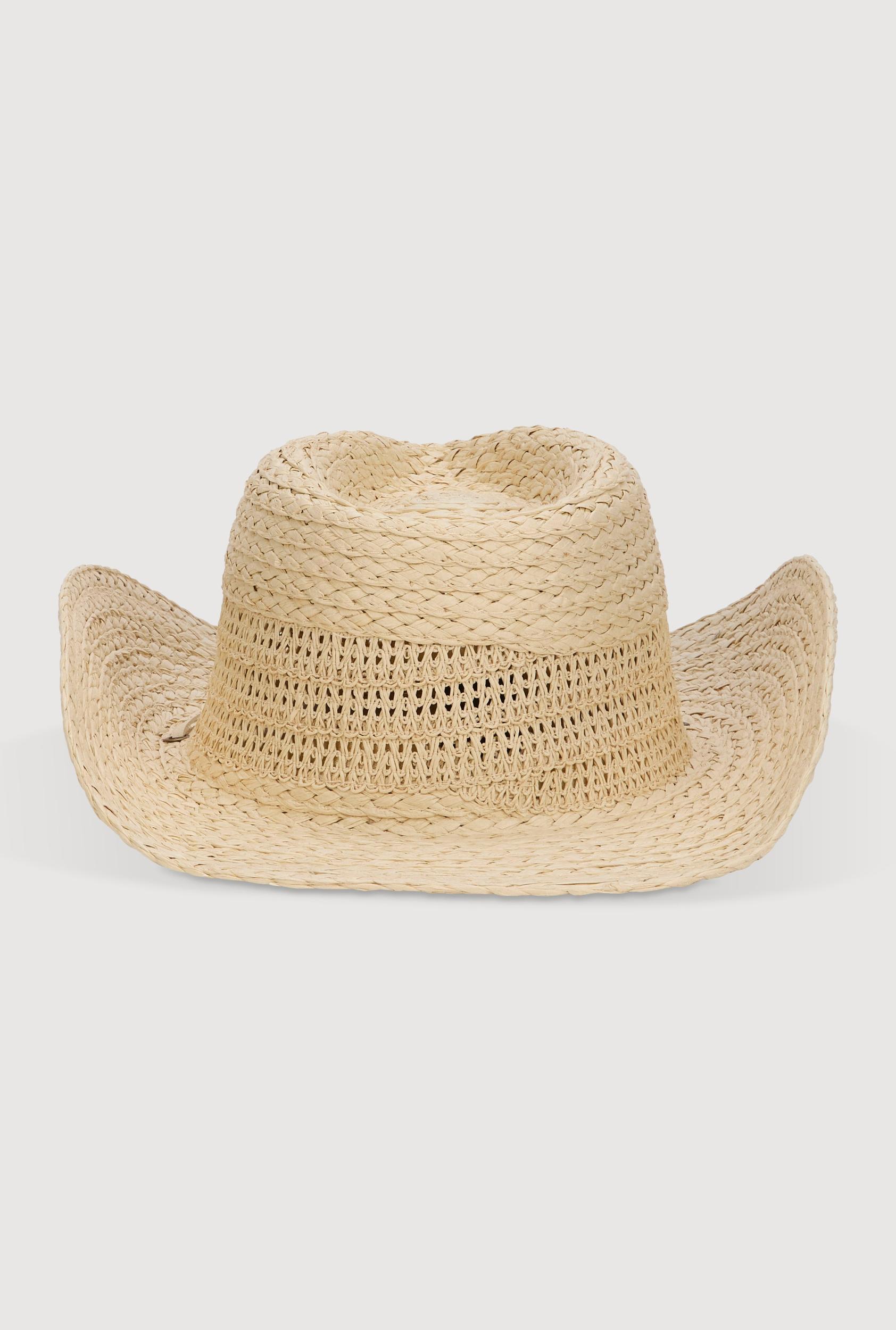 Beaded Toggle Drawstring Straw Cowboy Hat Female Product Image