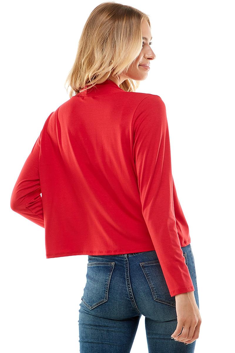 Long Sleeve Open Front Crop Cardigan Product Image