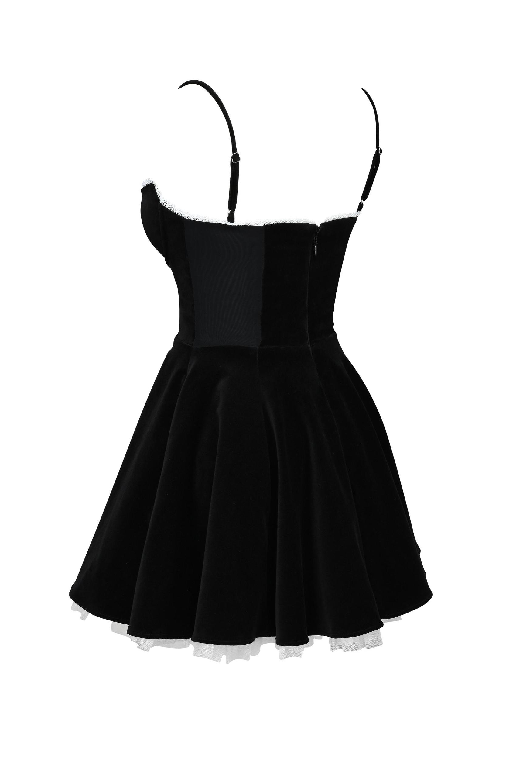 Minimoiselle  black velvet tulle mini dress Product Image