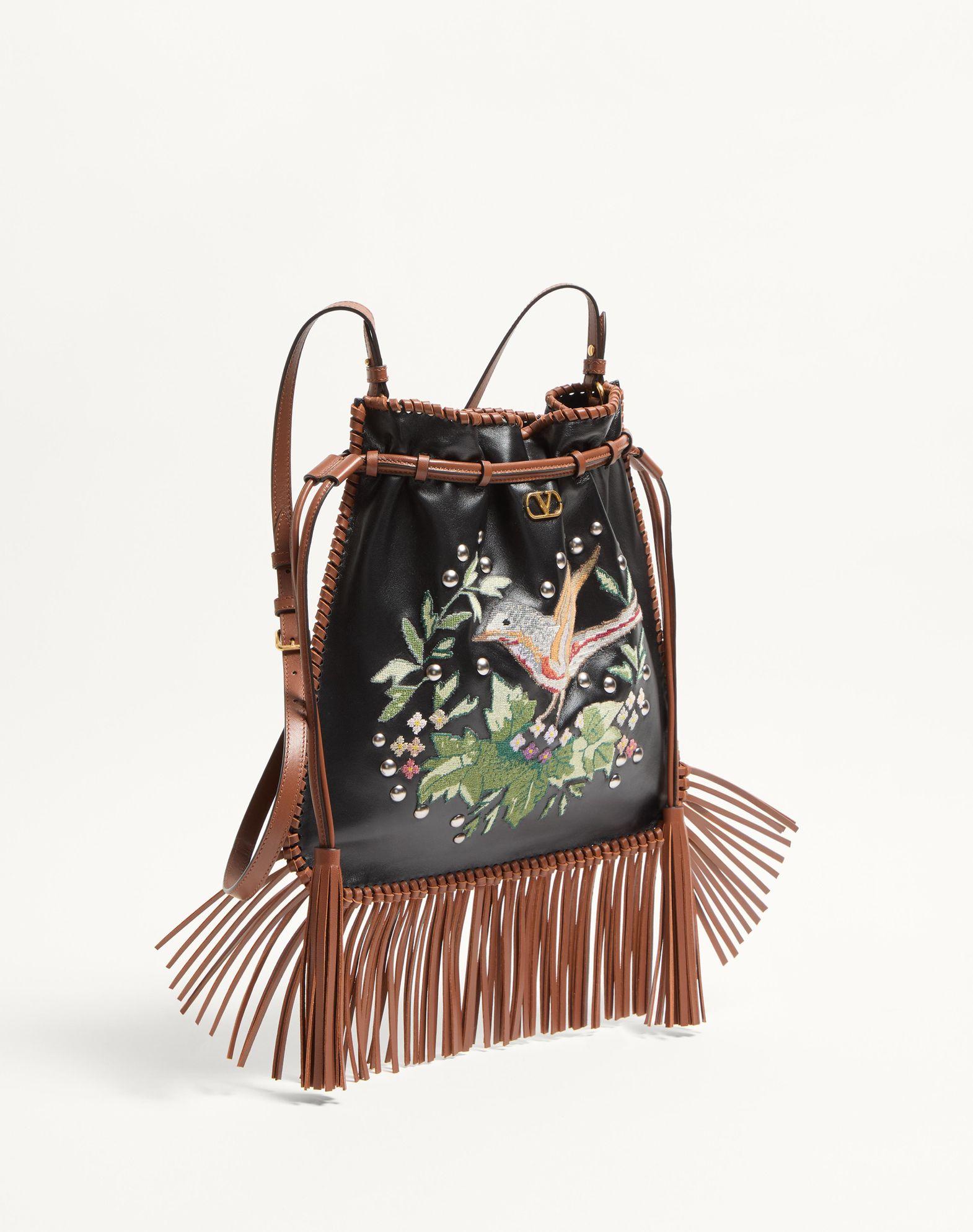 Valentino Garavani Nellcôte Alice Embroidered Bag With Fringes Product Image