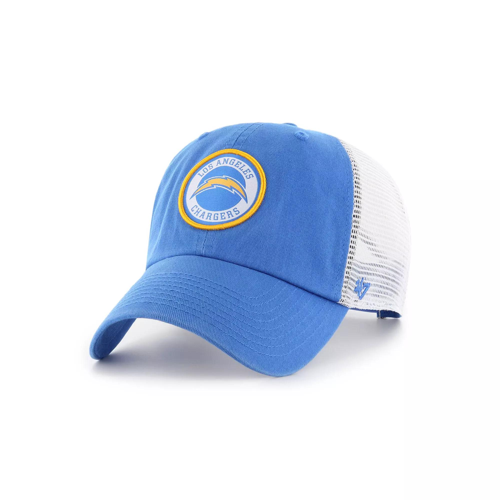 Men's '47 Powder Blue/White Los Angeles Chargers Highline Clean Up Trucker Snapback Hat, Light Product Image
