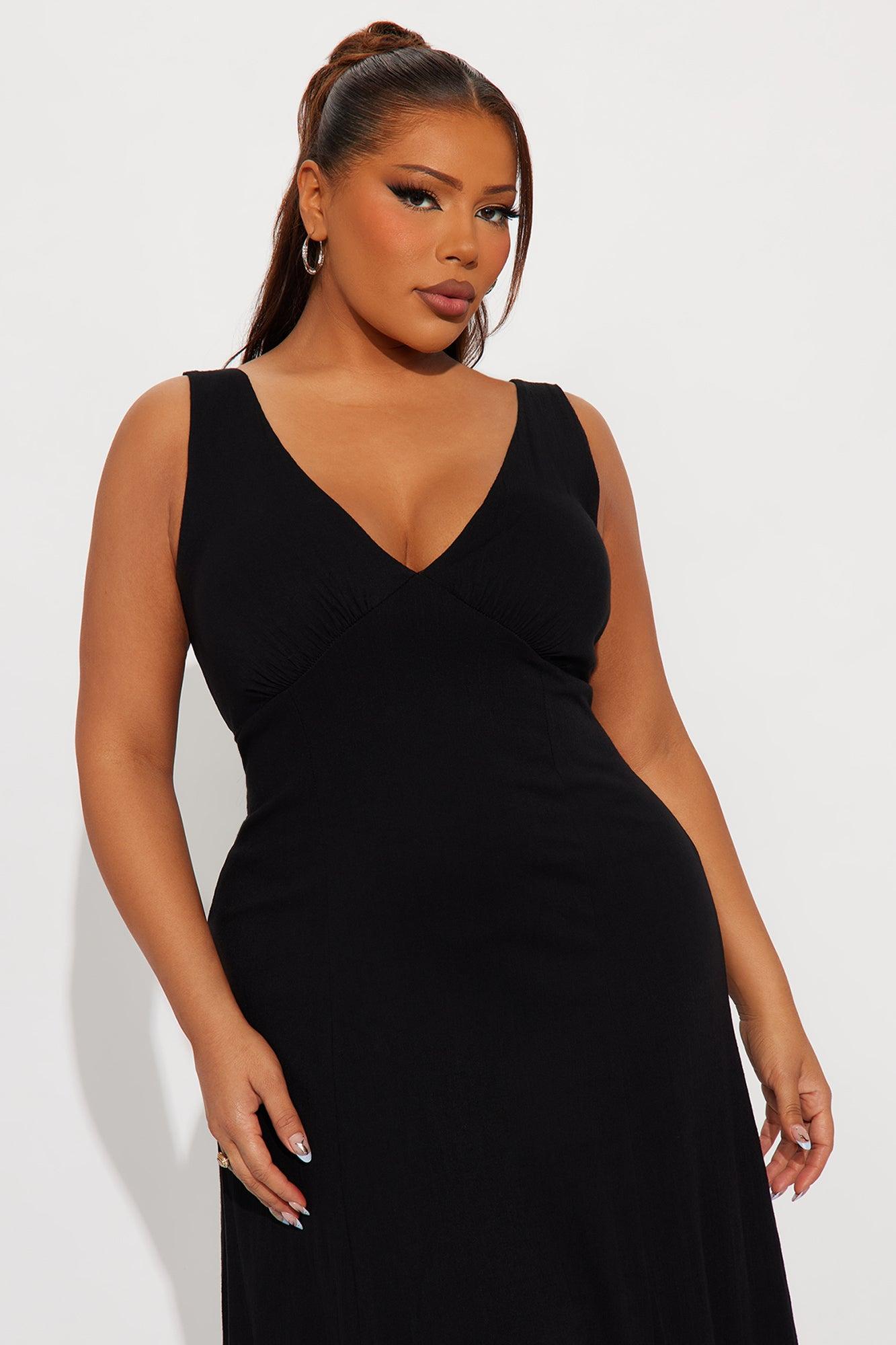 Daniella Stretch Linen Maxi Dress - Black Female Product Image