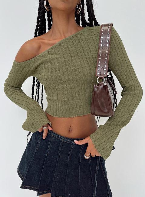 Santorini Knit Top Khaki Product Image