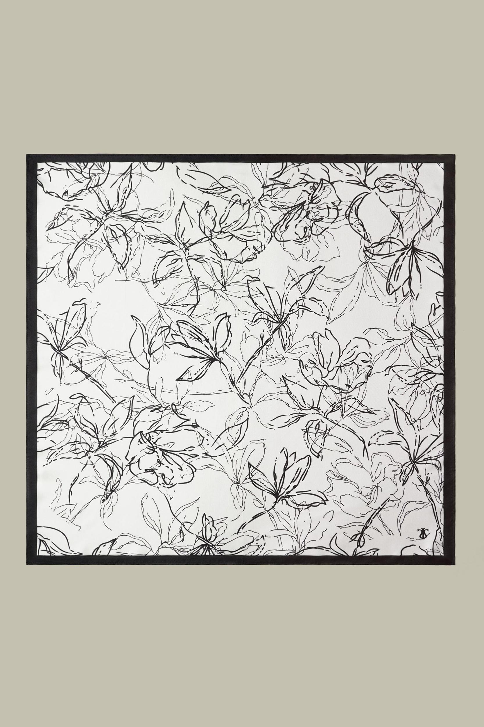 Floral Sketch Twill Silk Square Scarf Product Image