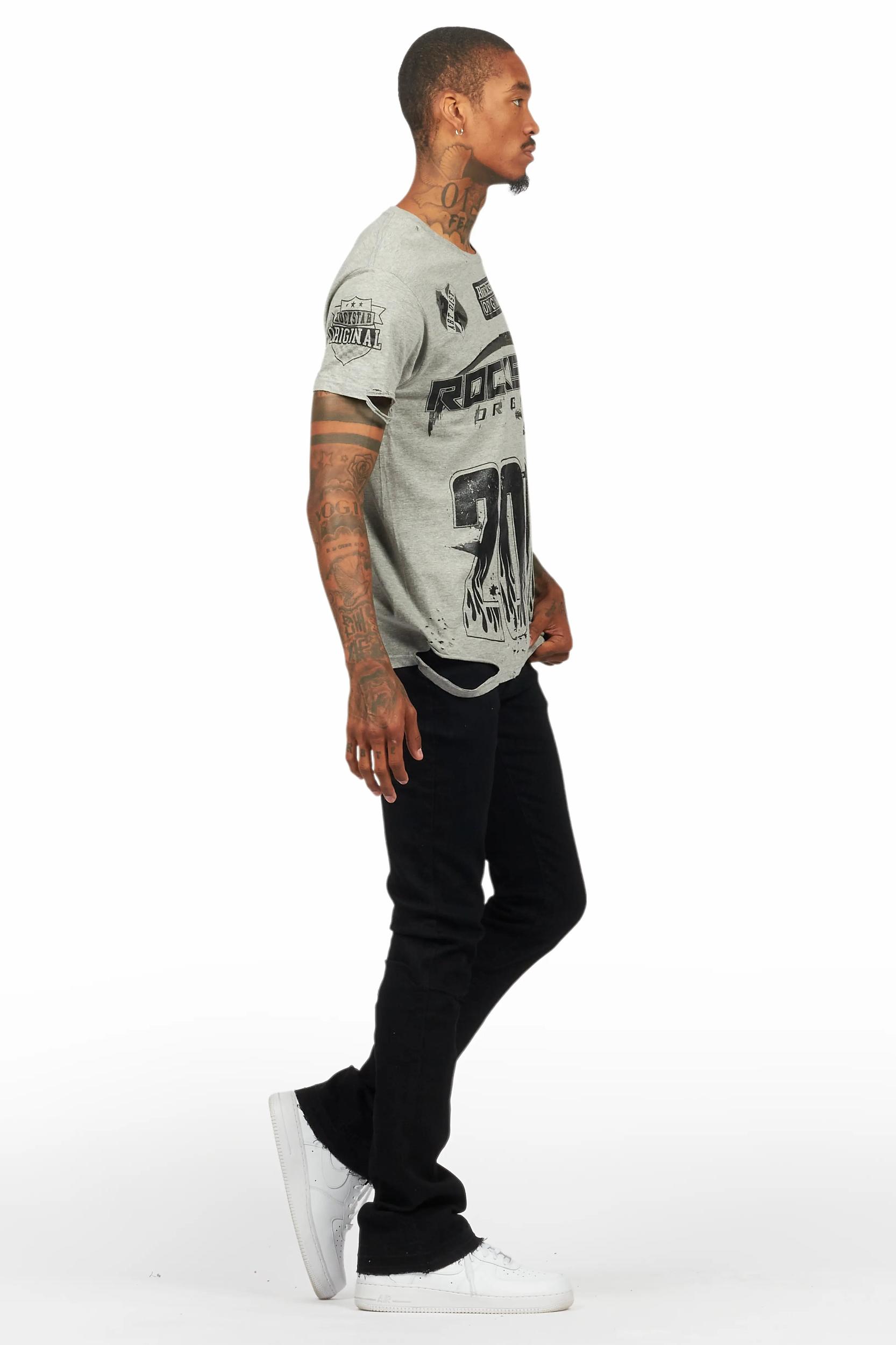 Amos Heather Grey Graphic T-Shirt Male Product Image