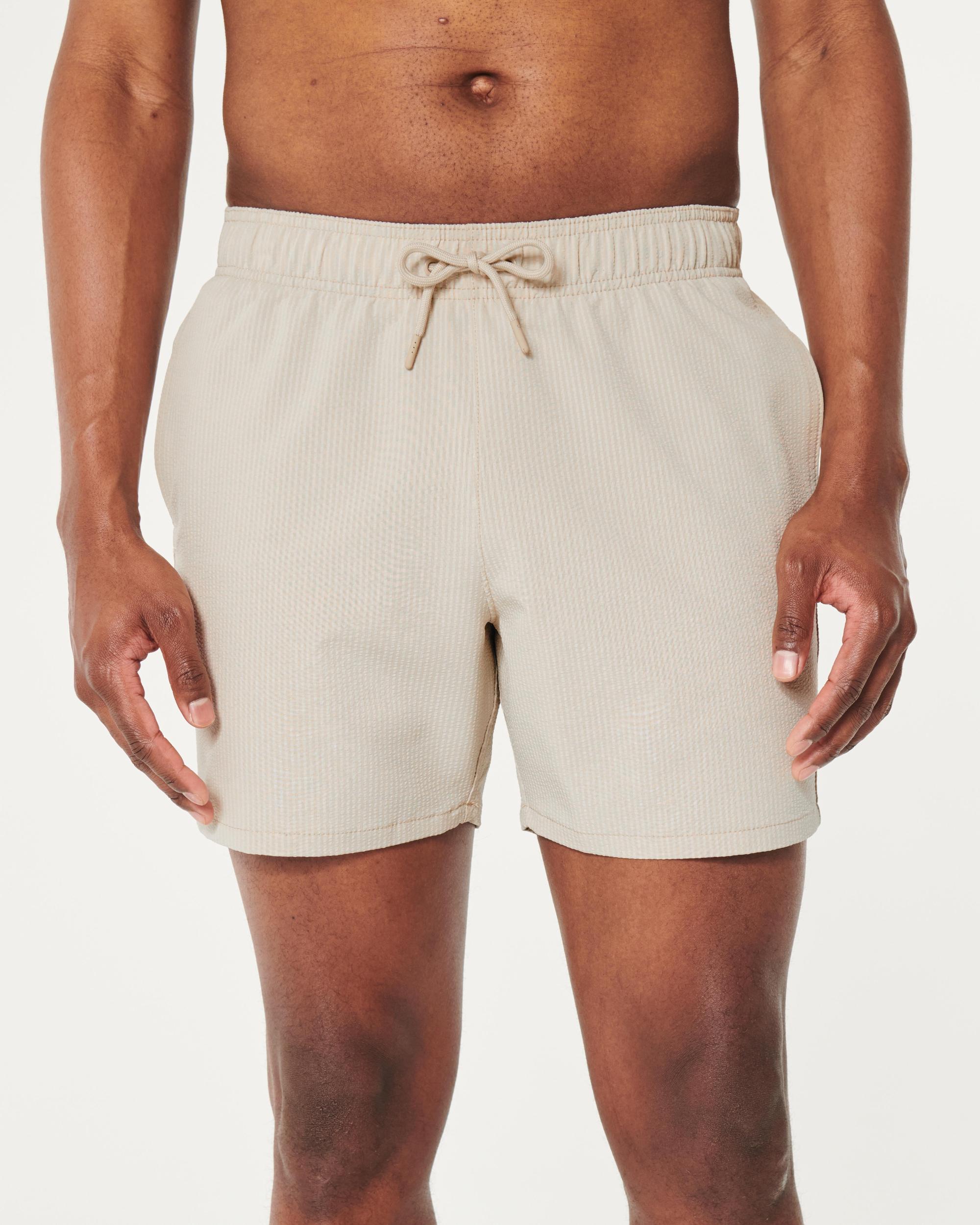 Mid-Thigh Seersucker Volley Swim Trunks Product Image