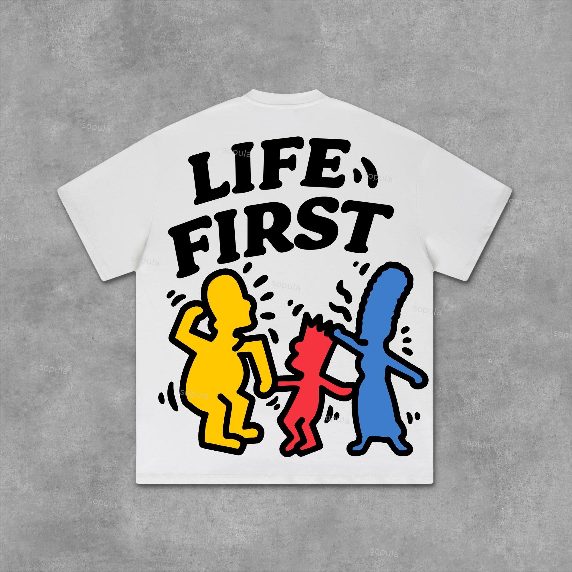 Life First Graffiti Flat Graphic Cotton T-Shirt Product Image