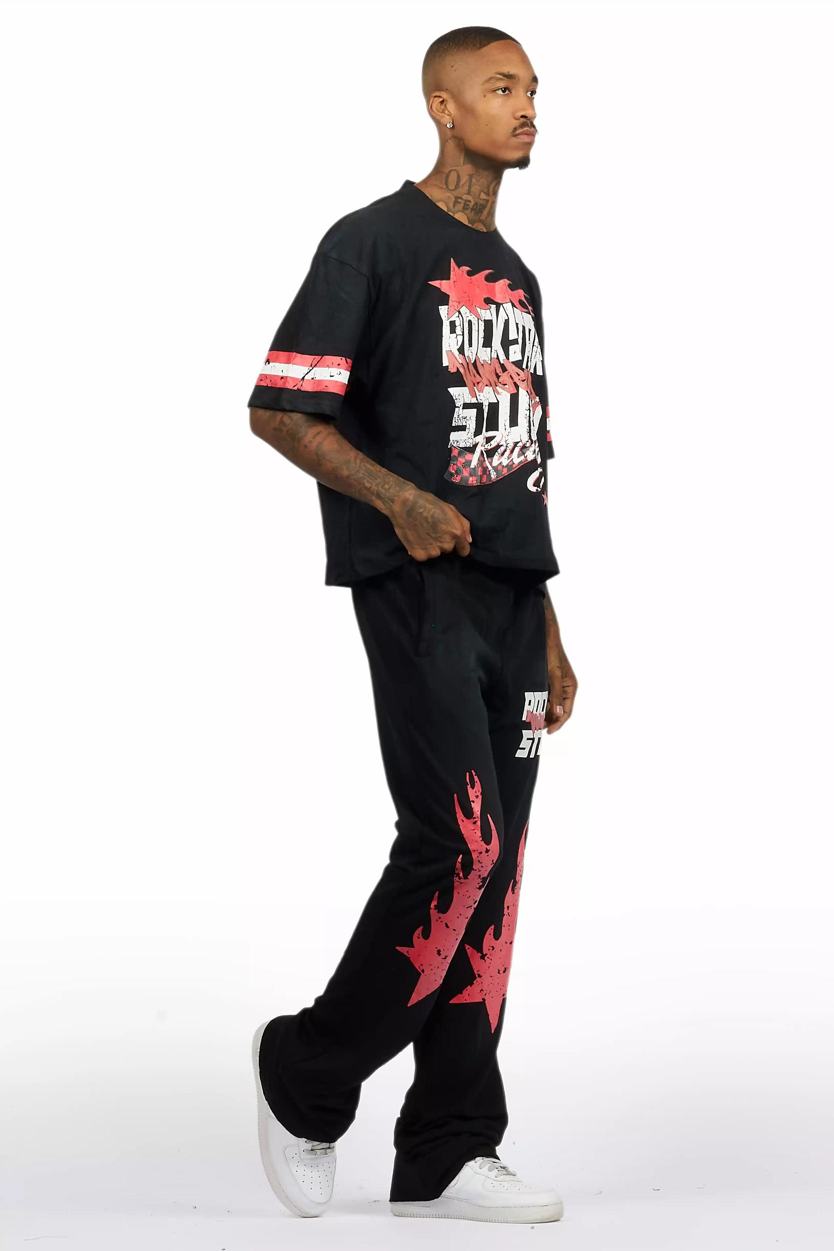 Garo Black T-Shirt/Baggy Stacked Track Set Male Product Image