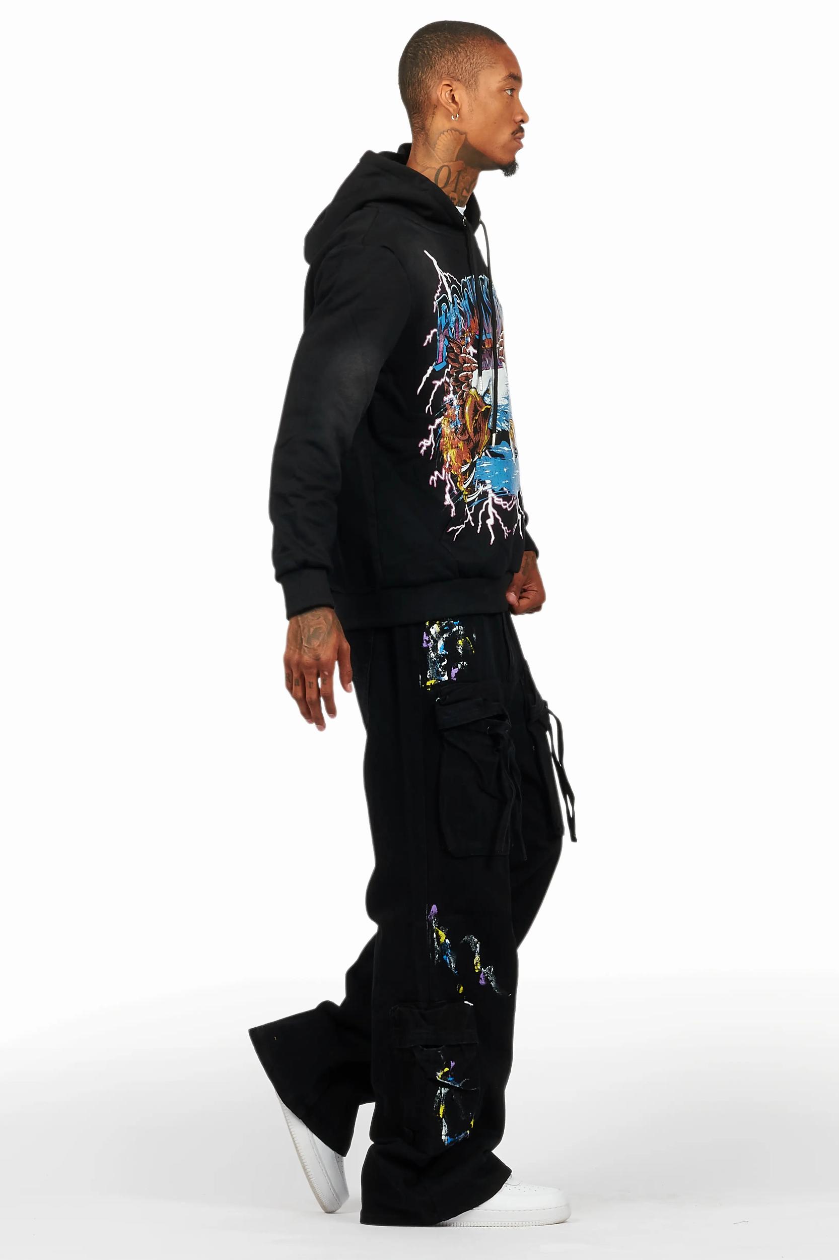 Darken Black Hoodie/Baggy Fit Cargo Jean Set Male Product Image