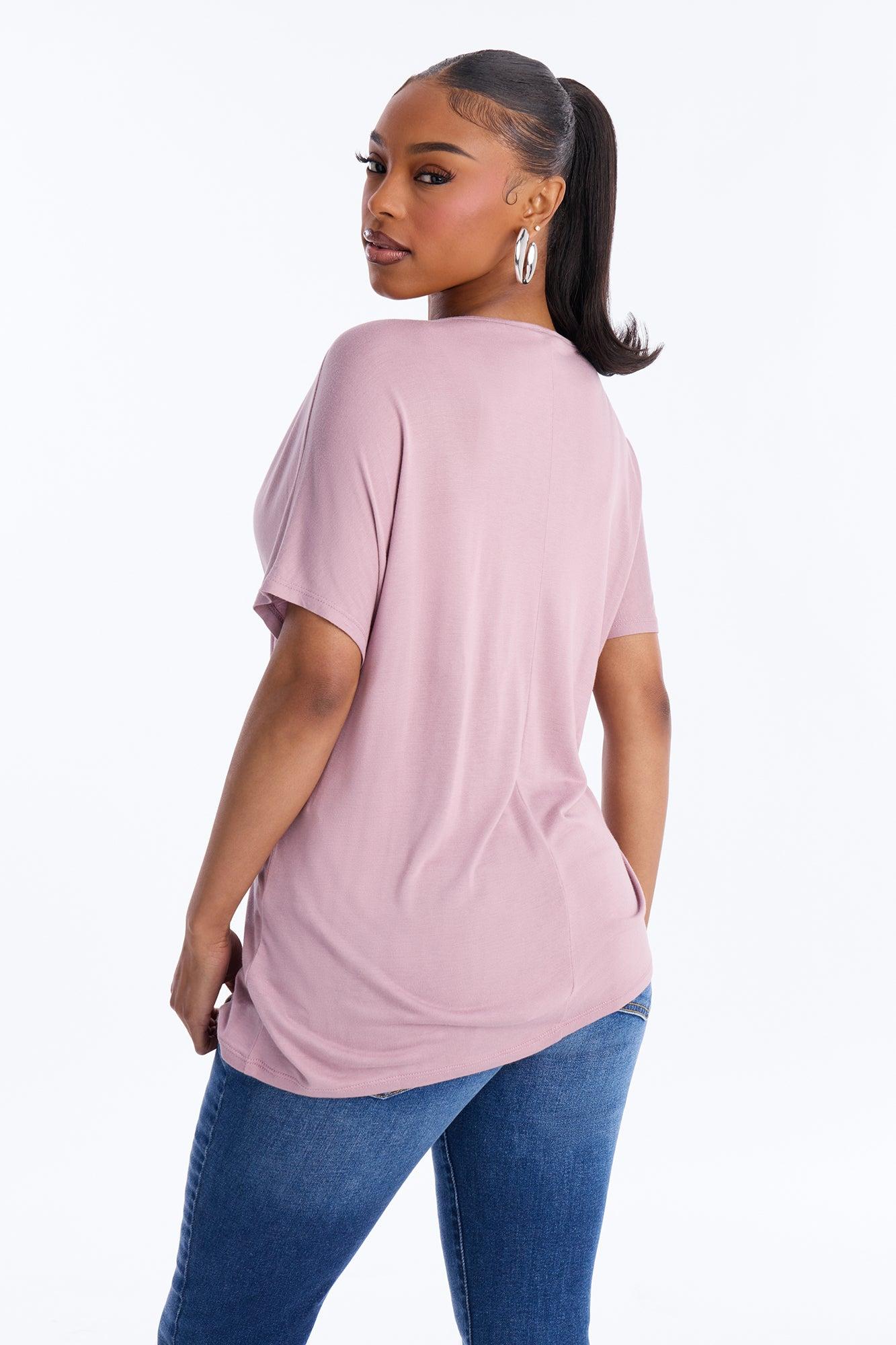 Tasmin Oversized V Neck Tee - Lilac Female Product Image