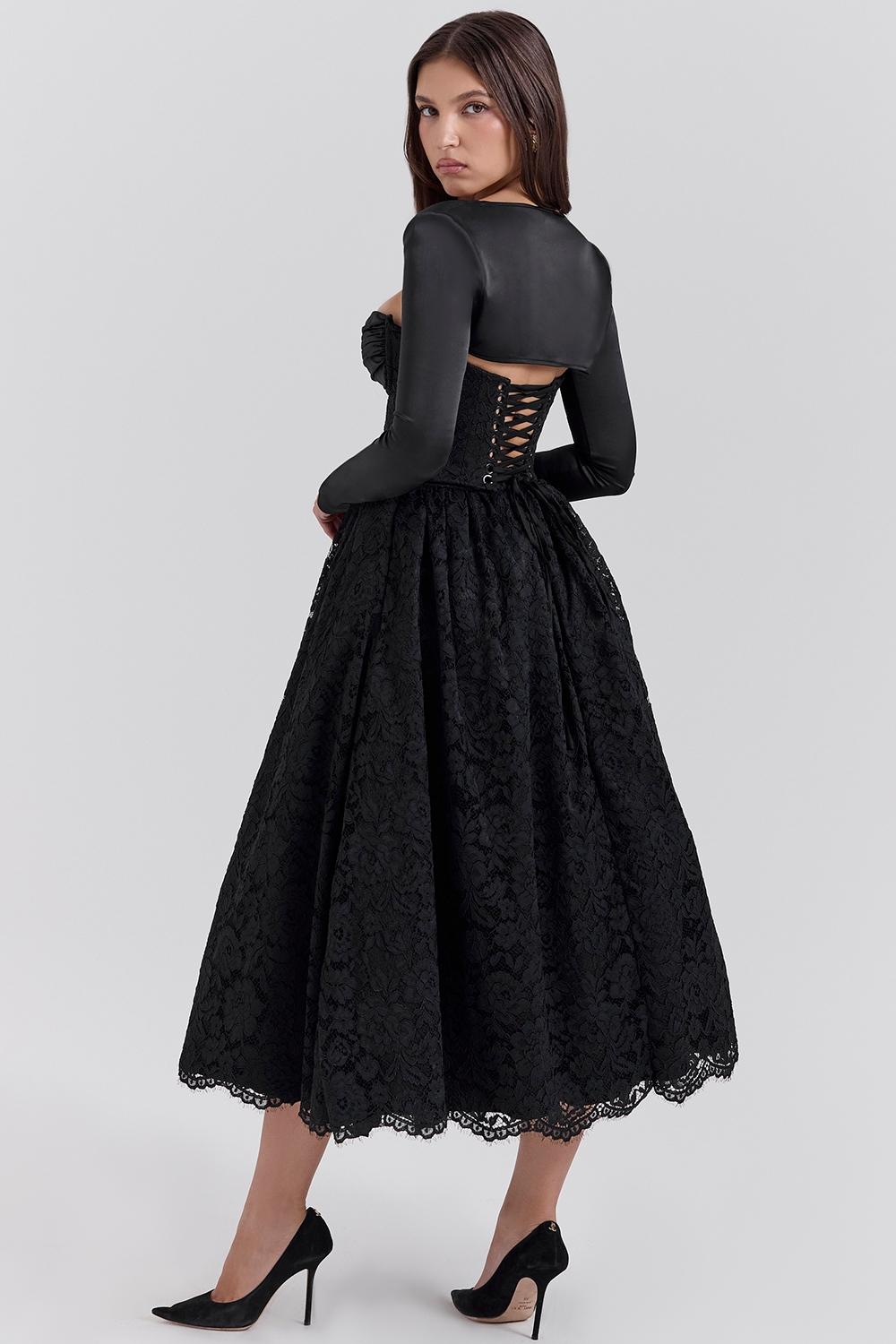 Duchess  black lace corset, skirt and bolero - sale Product Image