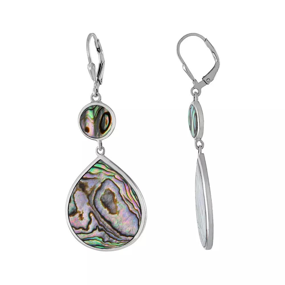 Athra NJ Inc Sterling Silver Abalone Teardrop Earrings, Women's, Silver Tone Product Image