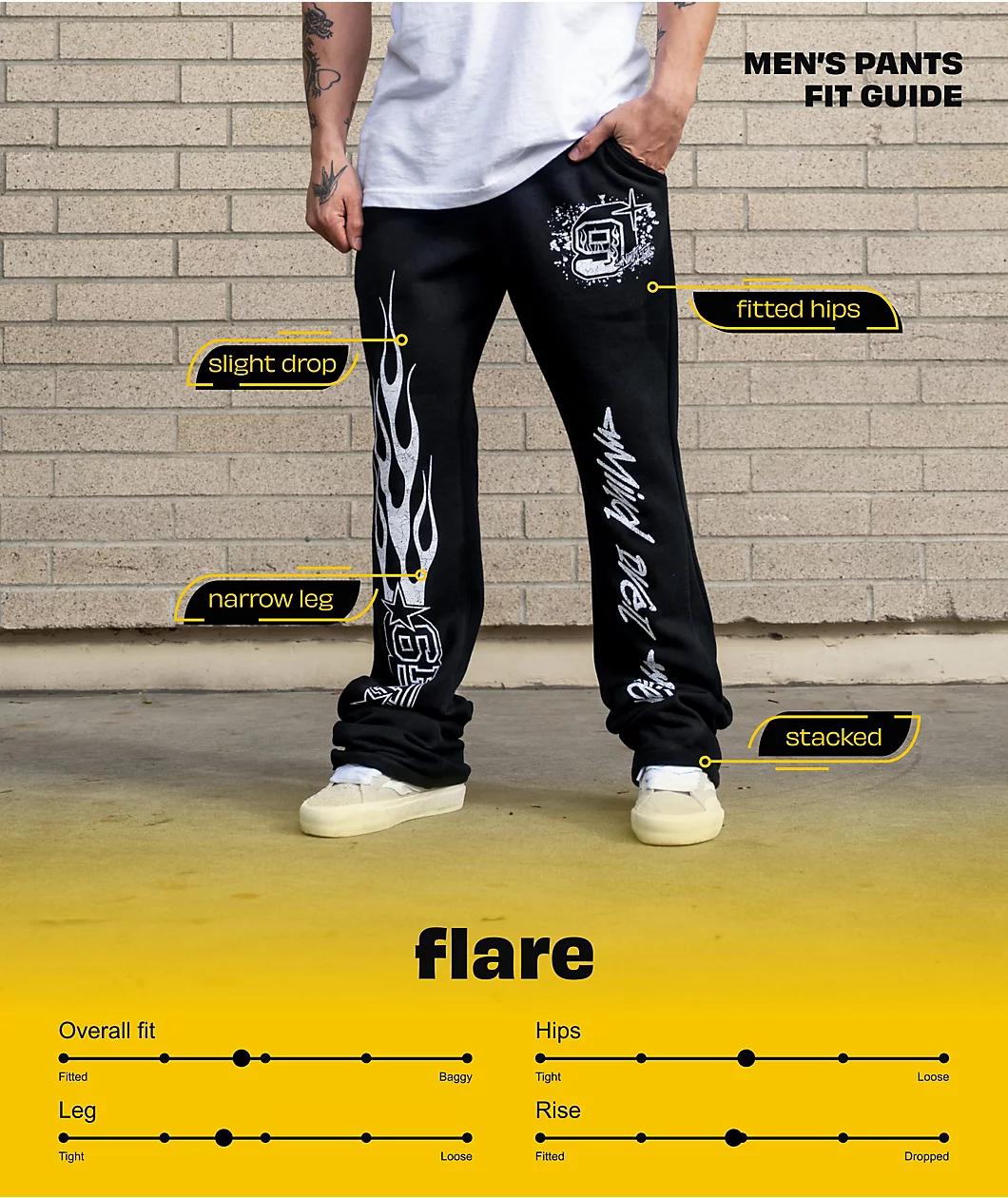 Ninth Hall Grey & Black Wash Stacked Flare Sweatpants Product Image