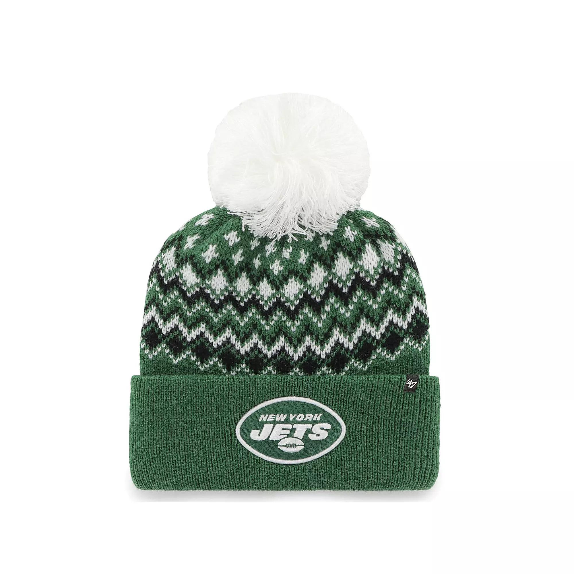 Women's '47 Green New York Jets Elsa Cuffed Knit Hat with Pom Product Image