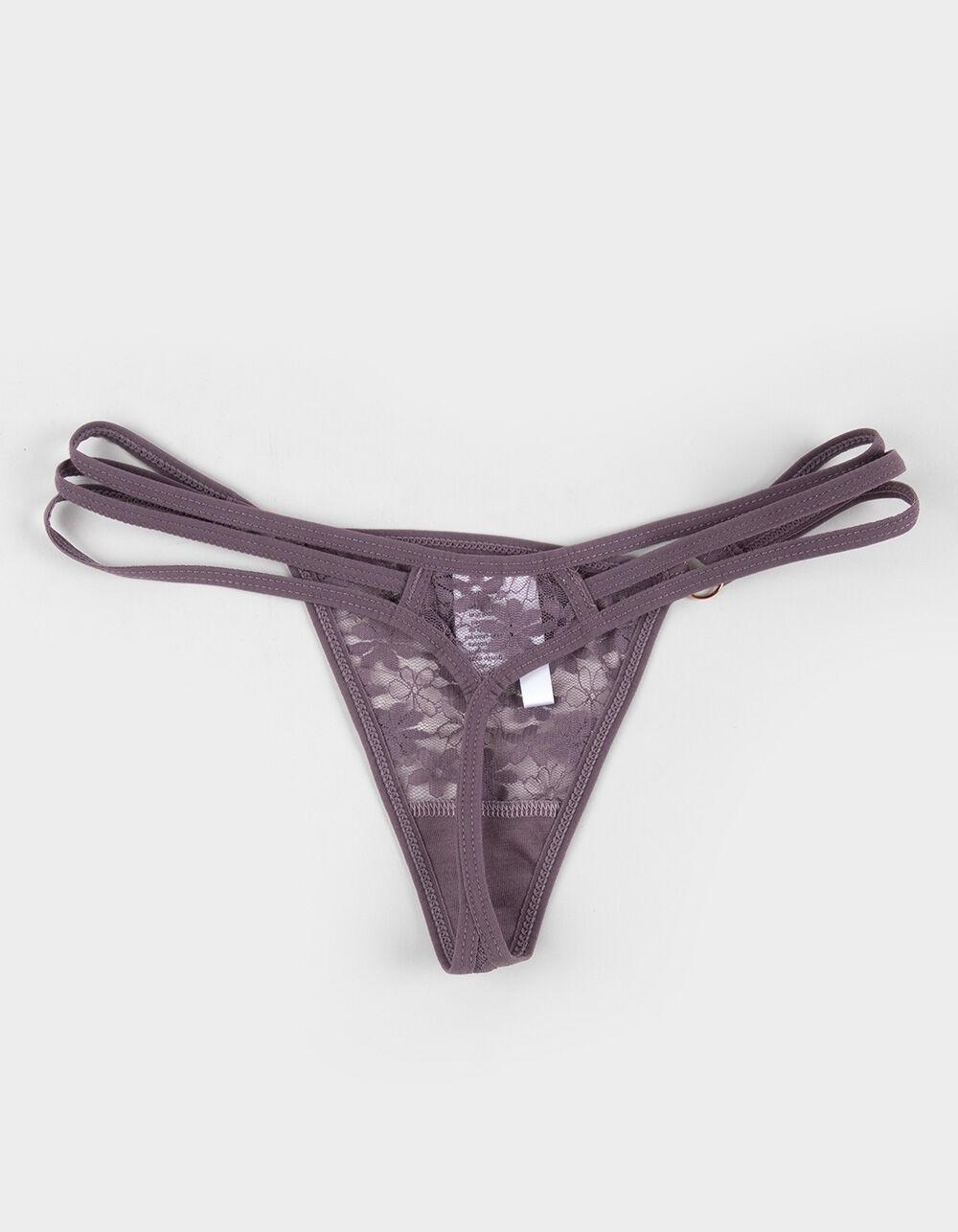 FULL TILT Strappy Side Lace Thong - DARK PURPLE Product Image