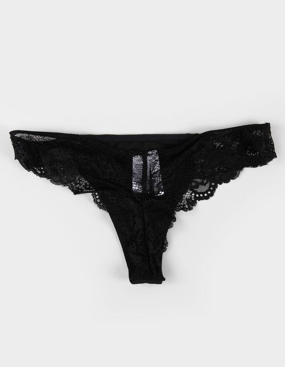 FULL TILT Lace Side Thong - BLACK Product Image