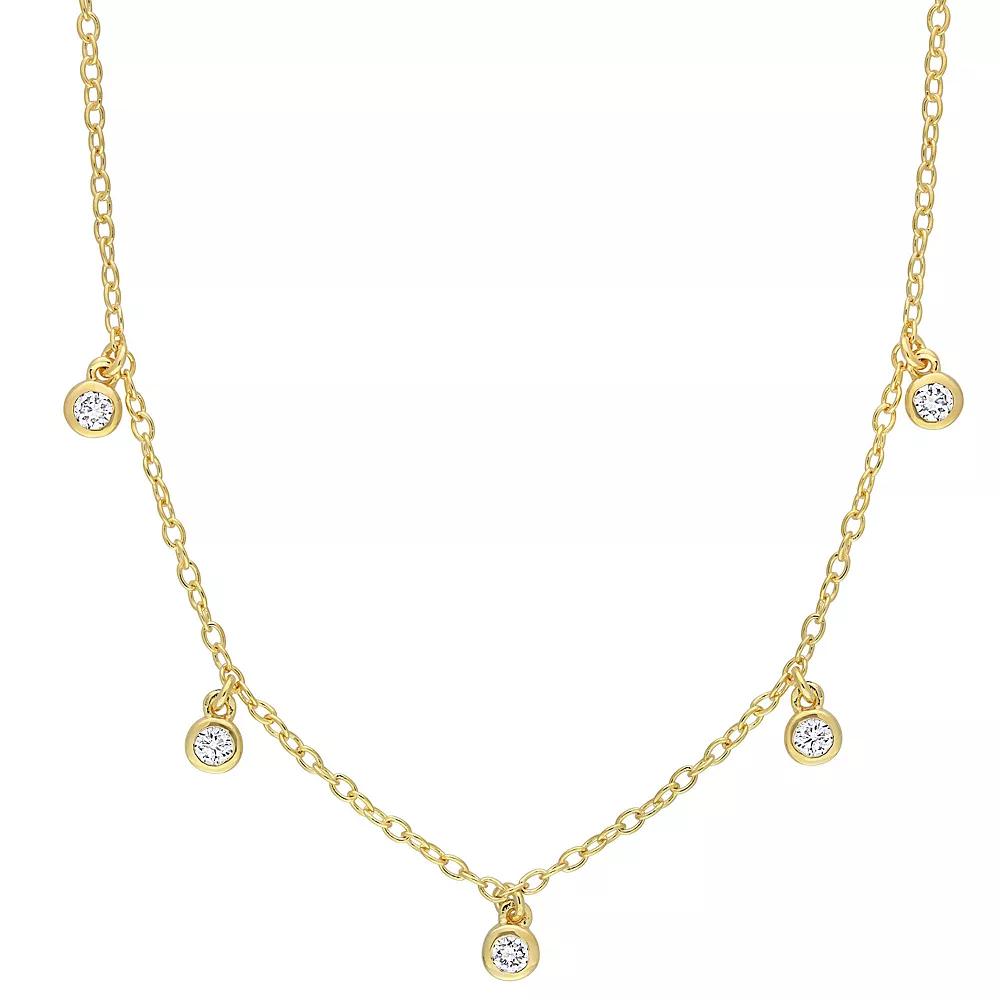 Stella Grace 18k Gold Over Silver 1/6 Carat T.W. Lab-Grown Diamond Station Necklace, Women's, Size: 16-18" ADJ, 18k Gold Plated Product Image